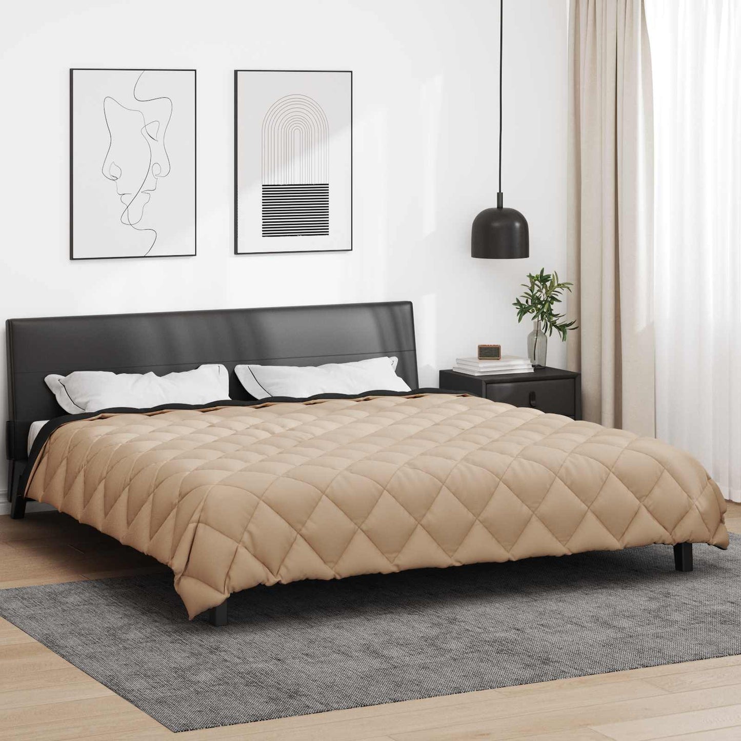 Vinter Dynen Svart og Taupe 200 x 200 cm Mikrofiber