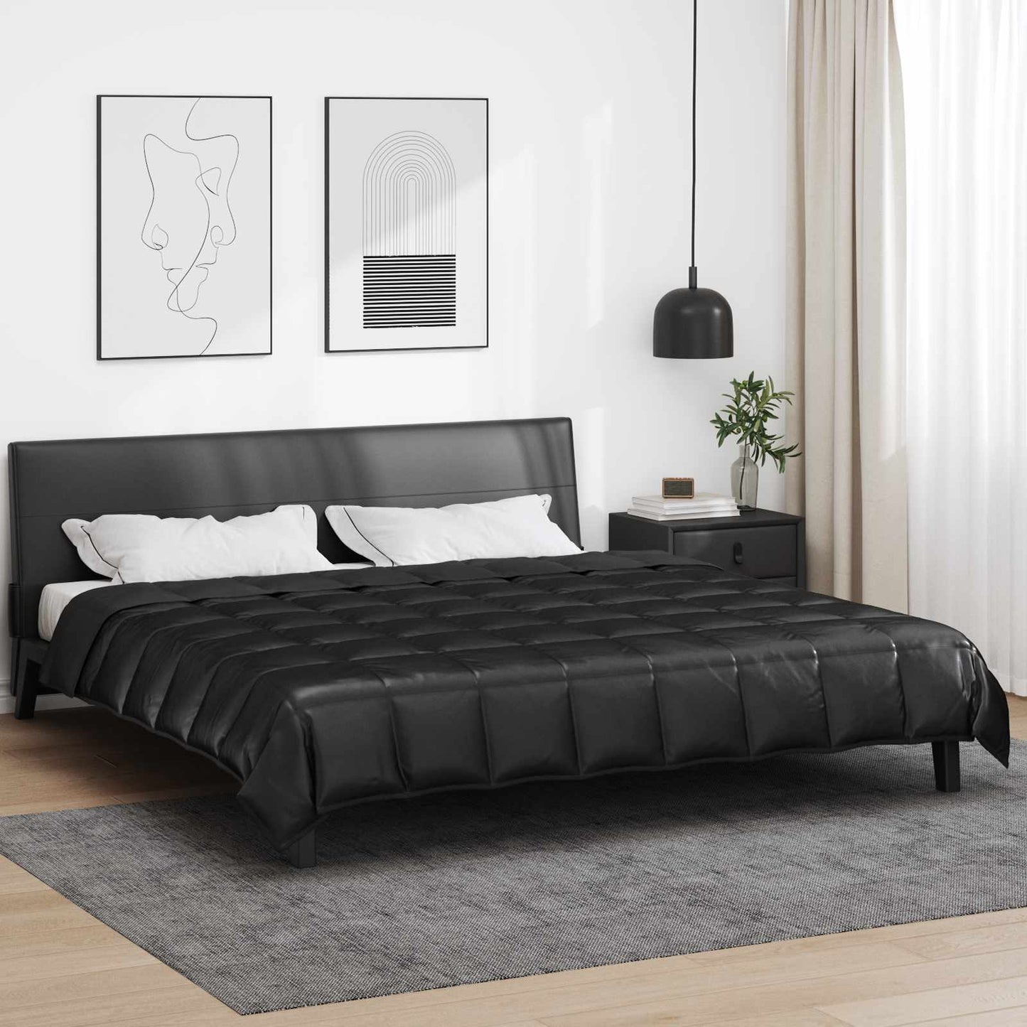 Full år dyne Svart 220 x 260 cm Sateng og mikrofiber