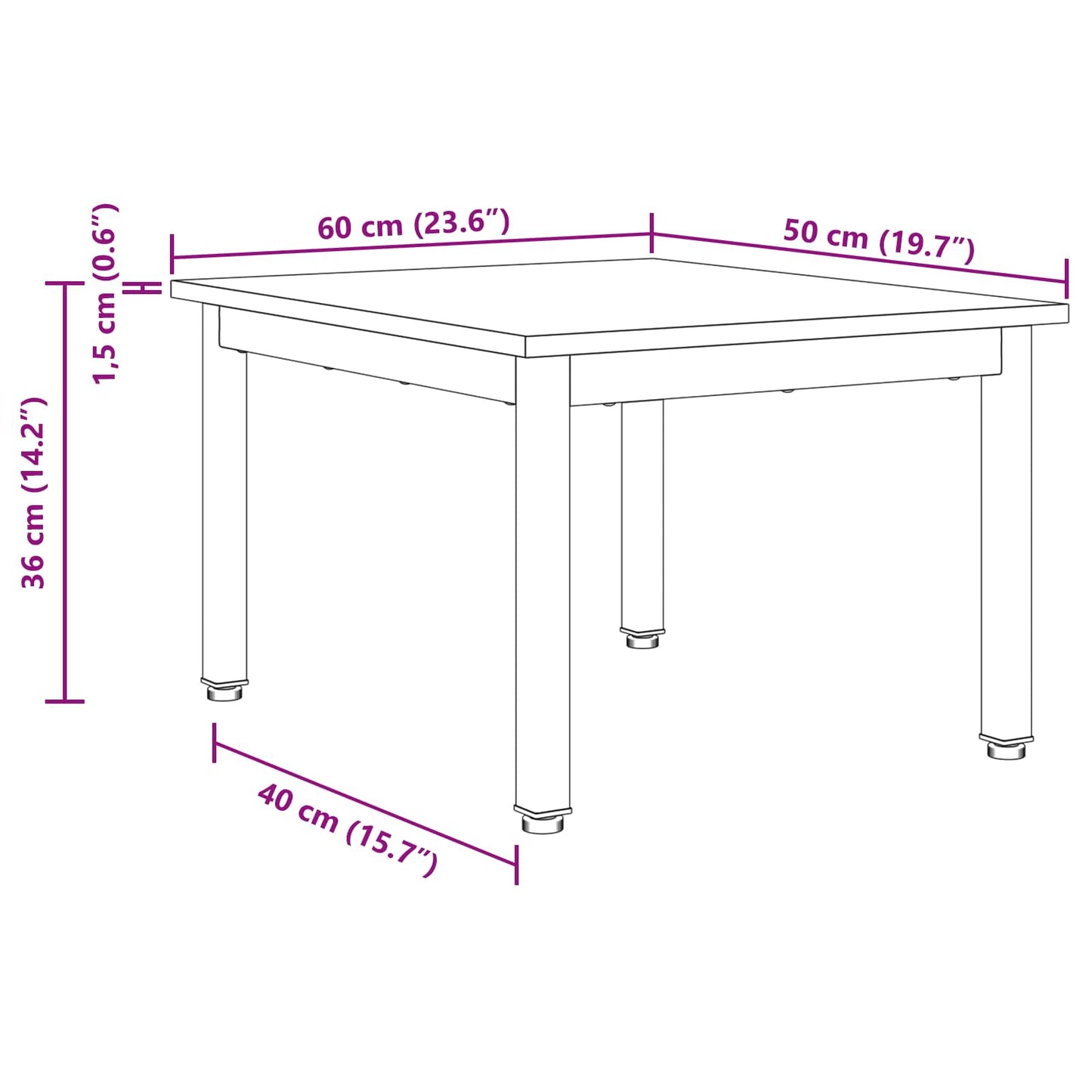 Kaffebord Gammelt tre 60 x 50 x 36 cm Konstruert tre