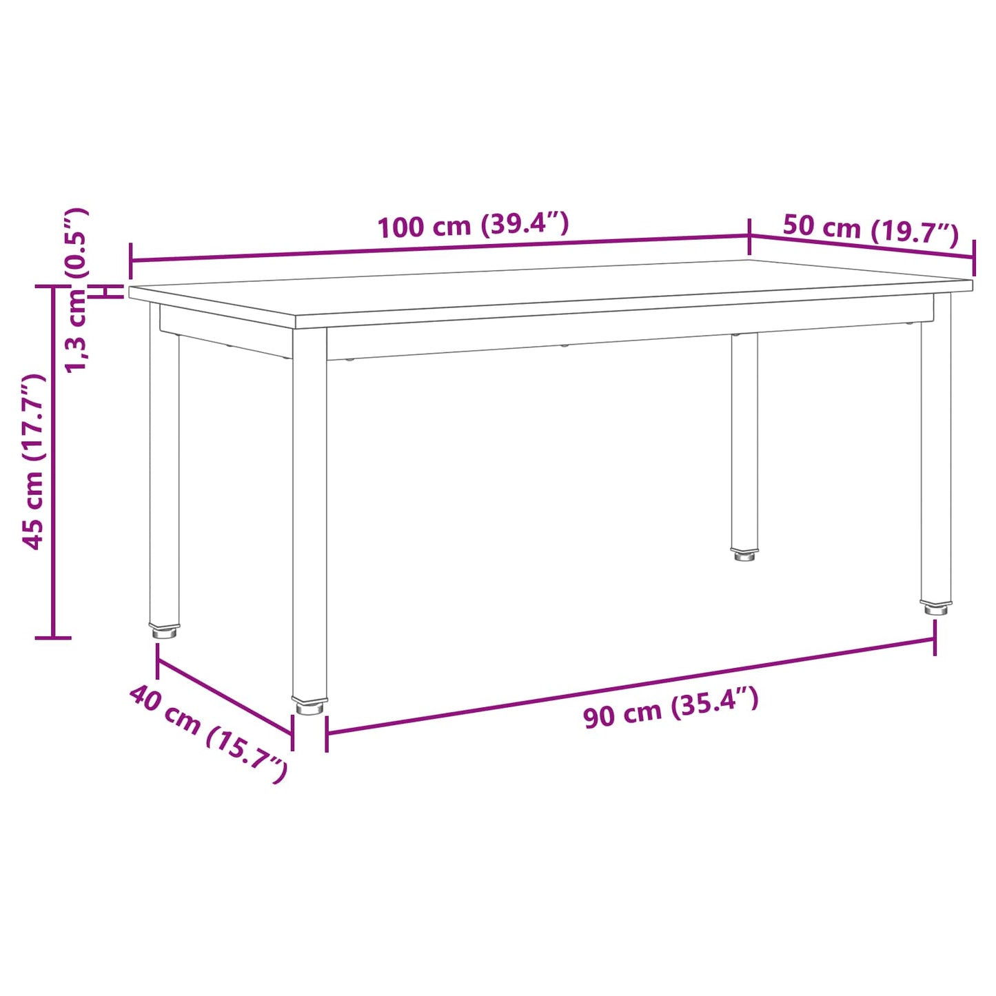 Kaffebord Sonoma 100 x 50 x 45 cm Konstruert tre