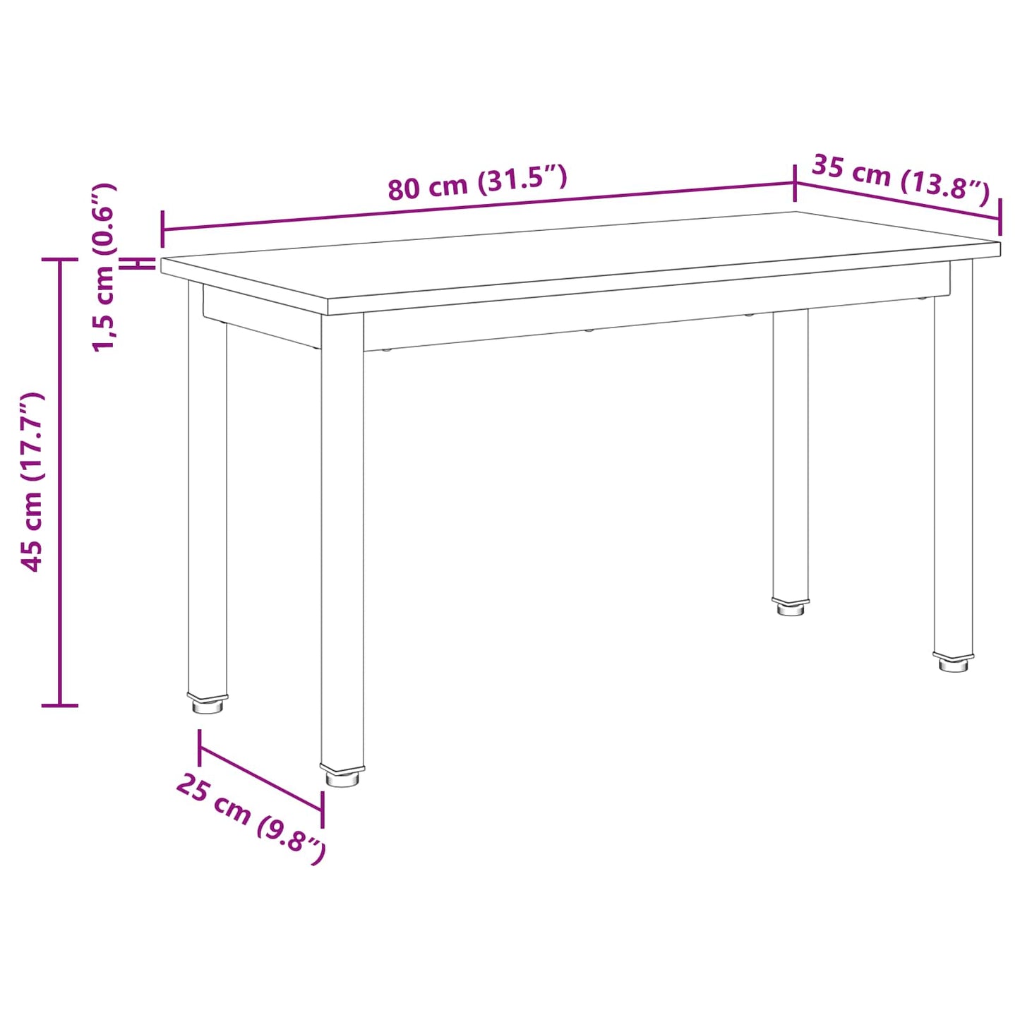 benk Røyk Eik 80 x 35 x 45 cm Konstruert tre