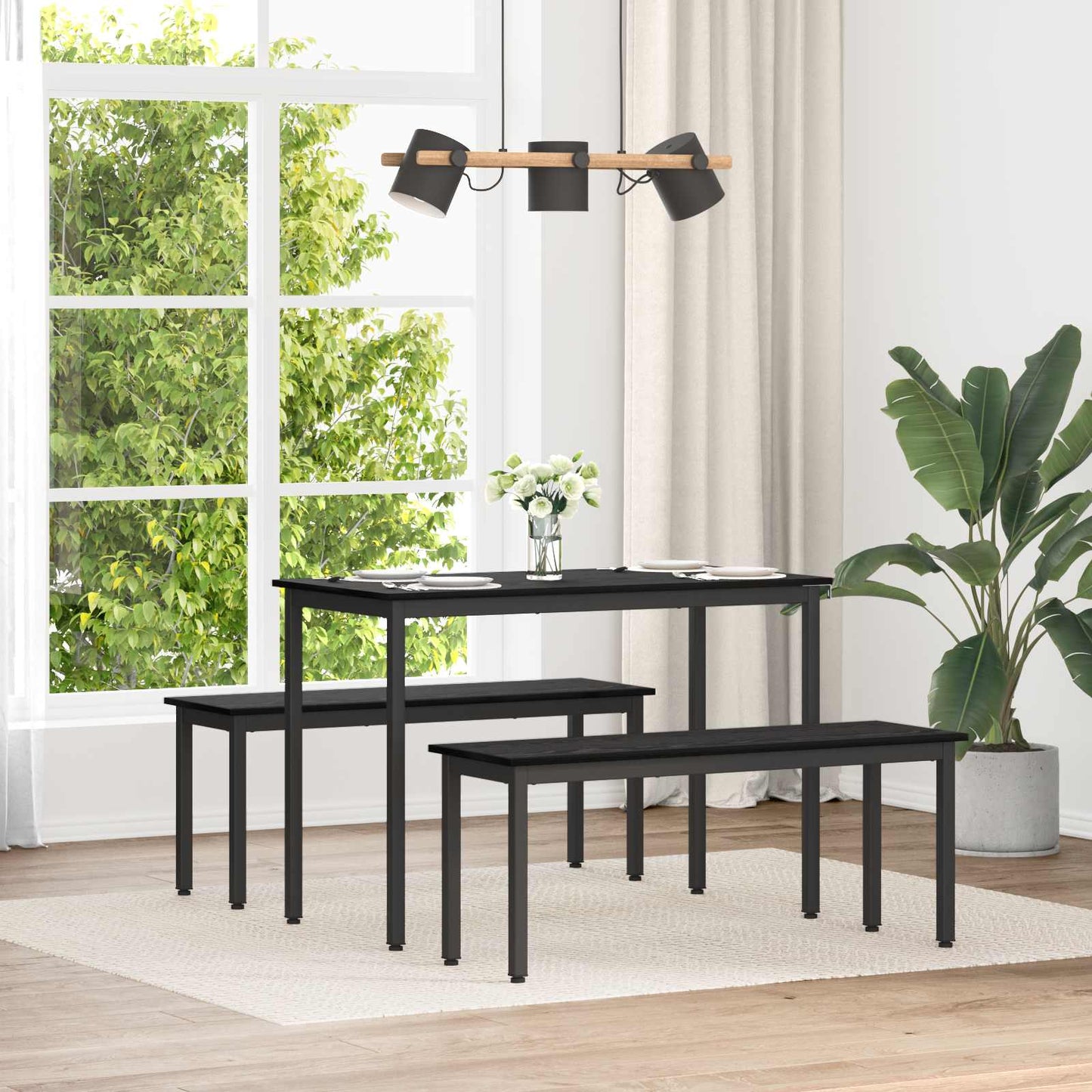 benk Svart Eik 110 x 35 x 45 cm Konstruert tre