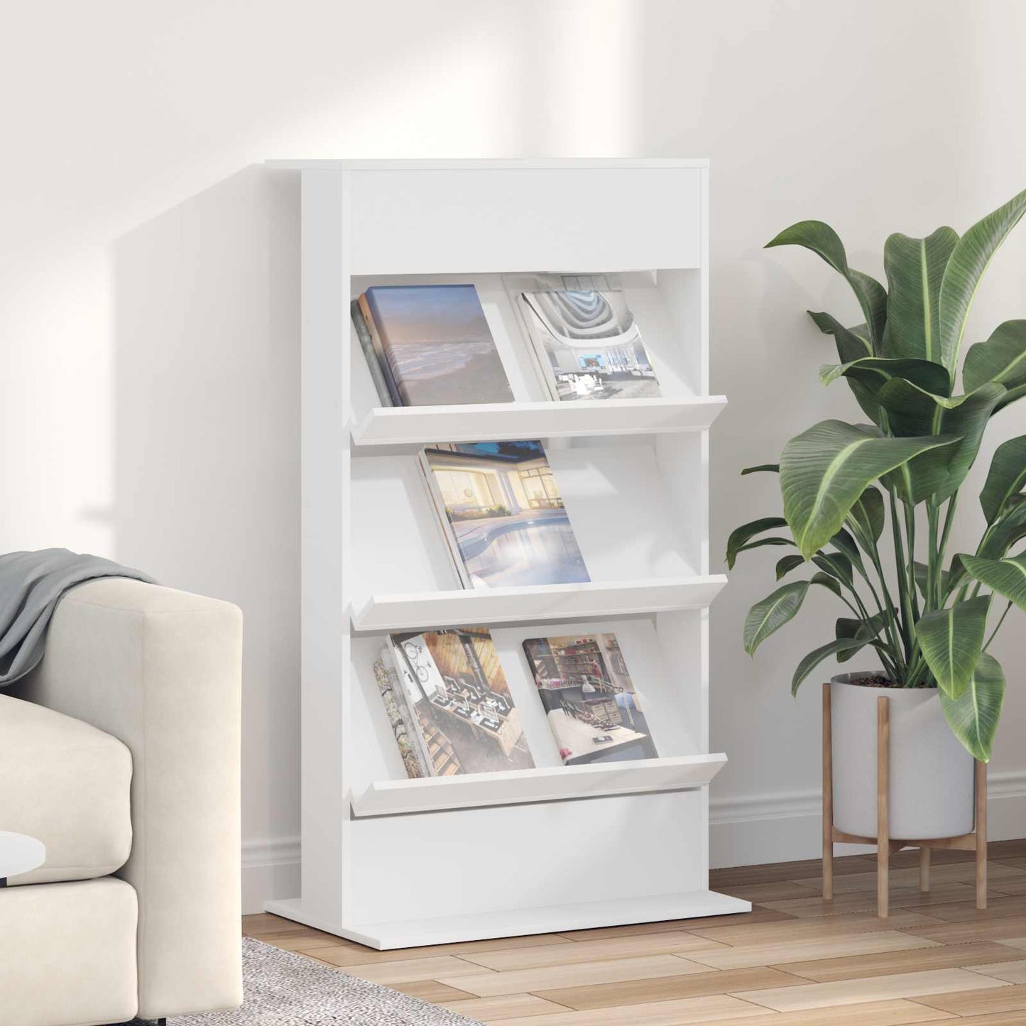 Magasinreol med hylle Hvit 70 x 41 x 126 cm Konstruert tre vidaXL