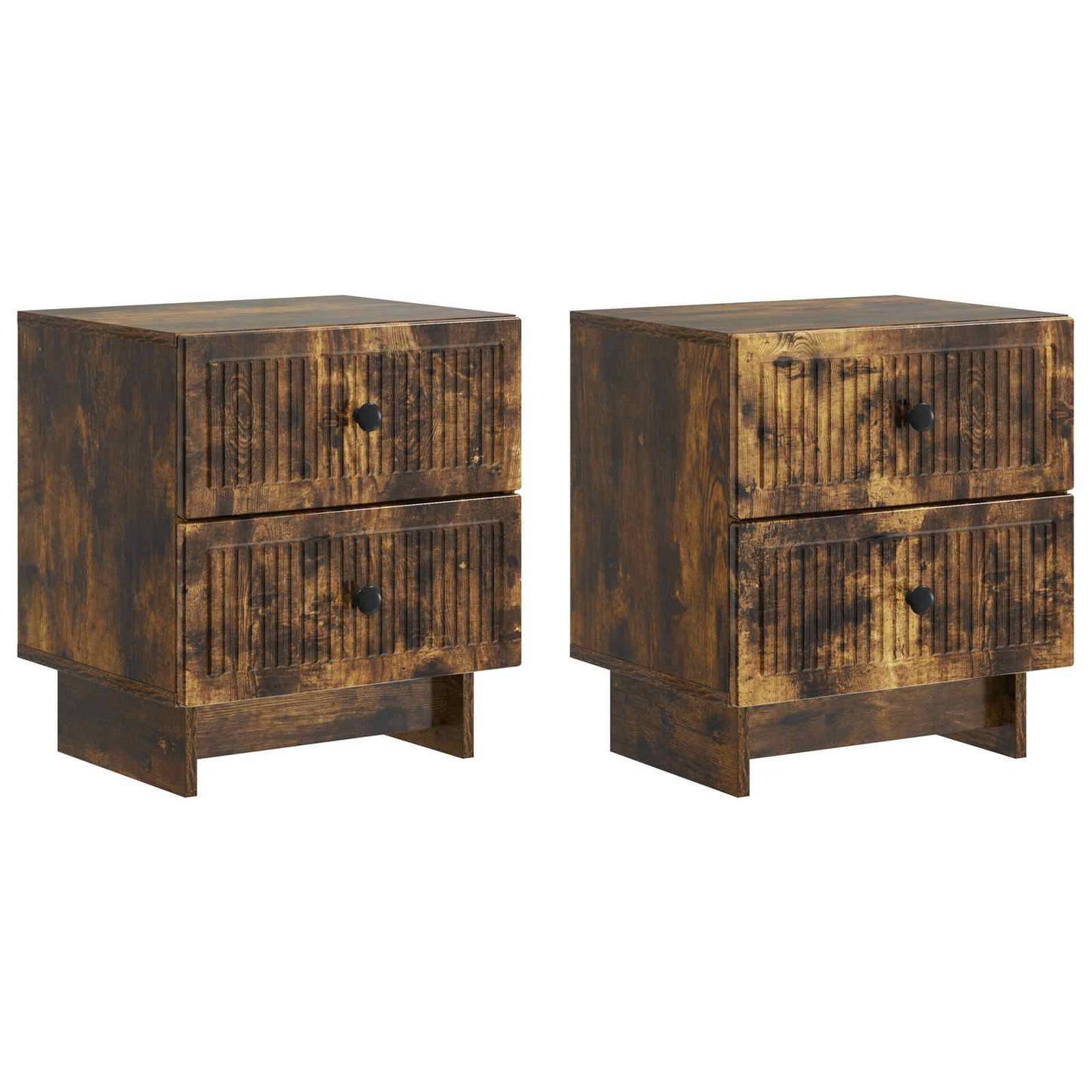 Nattbordskap 2 pcs Røkt Eik 43 x 34,5 x 47,5 cm Konstruert tre