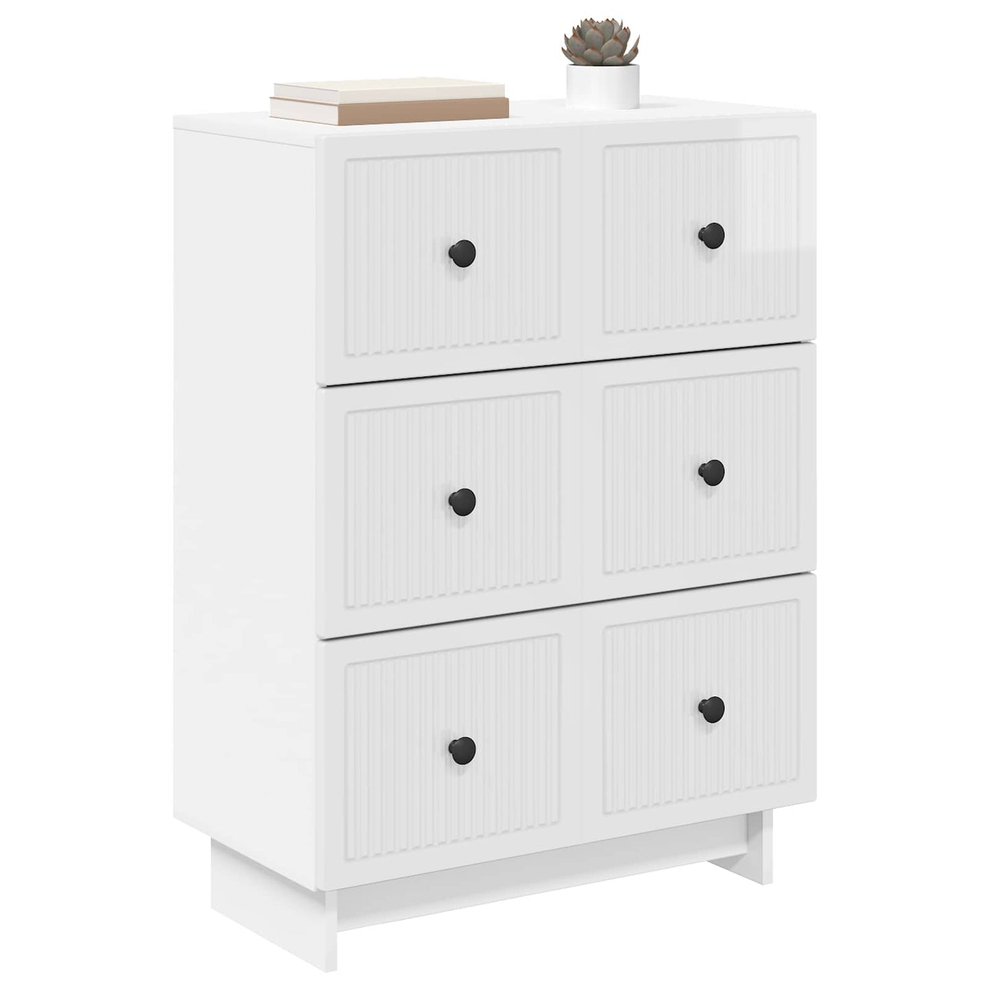 Skuffeskap Høgglans hvit 66 x 34,5 x 90 cm Konstruert tre