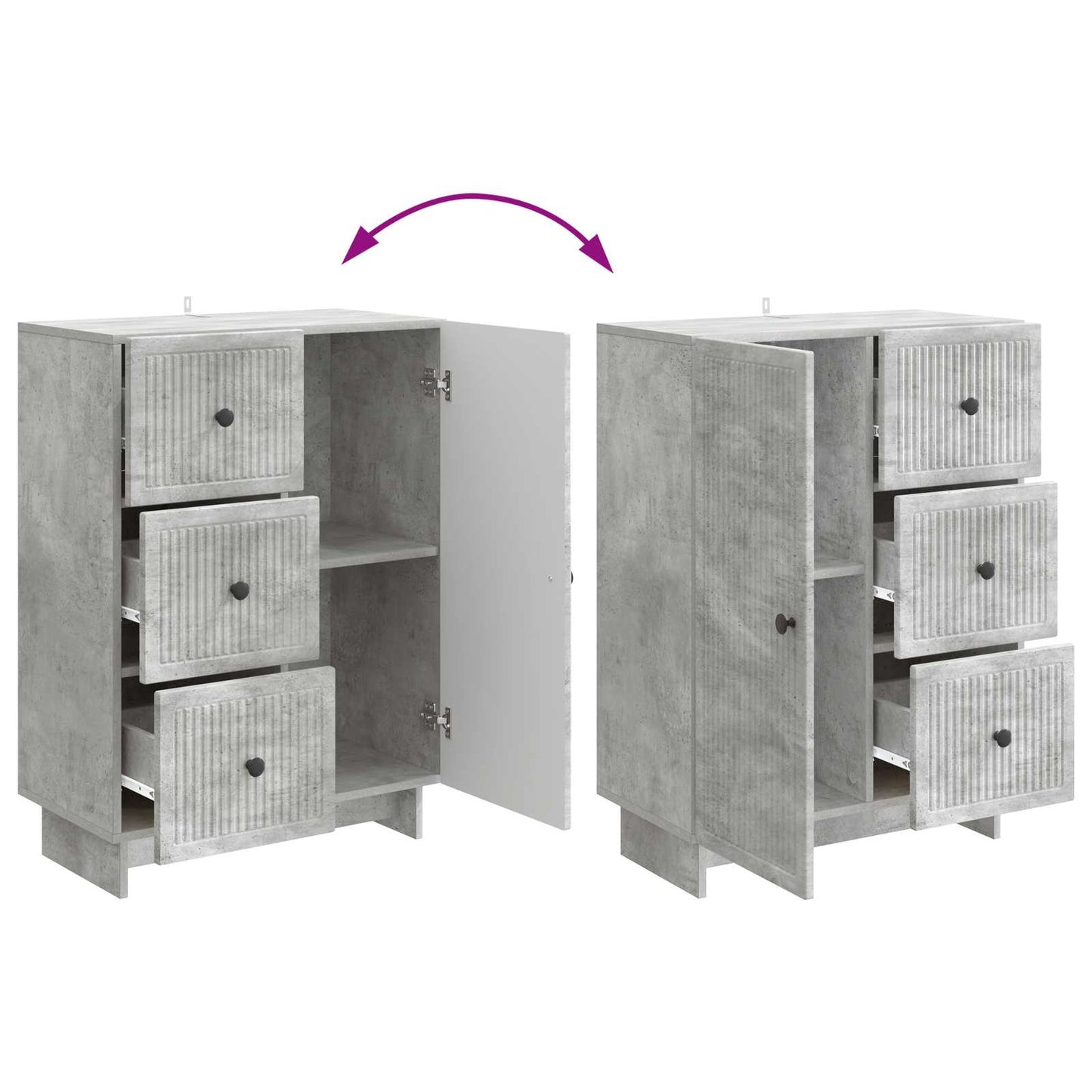 Serviesskap Betonggrå 66 x 34,5 x 90 cm Konstruert tre