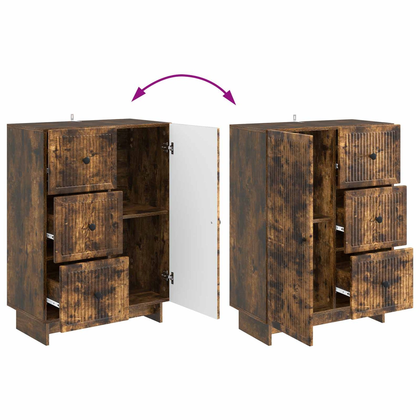Serviesskap med skuff Røkt Eik 66 x 34,5 x 90 cm Konstruert tre
