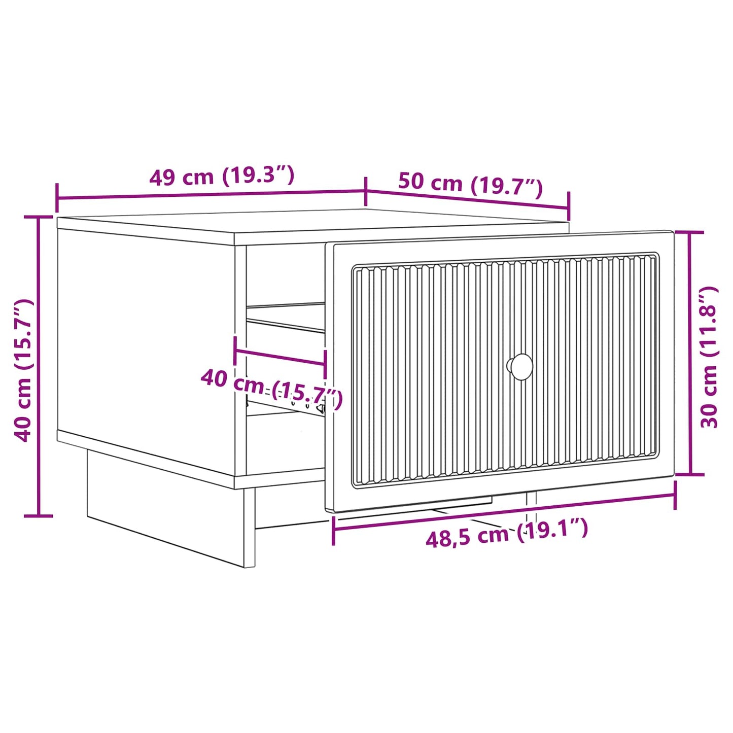 Kaffebord med skuff Hvit 49 x 50 x 40 cm Konstruert tre