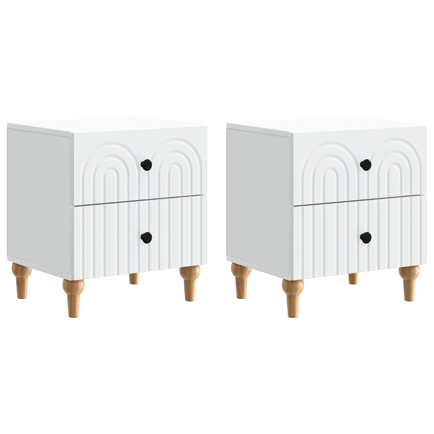 Nattbordskap 2 pcs Hvit 43 x 34,5 x 48 cm Konstruert tre