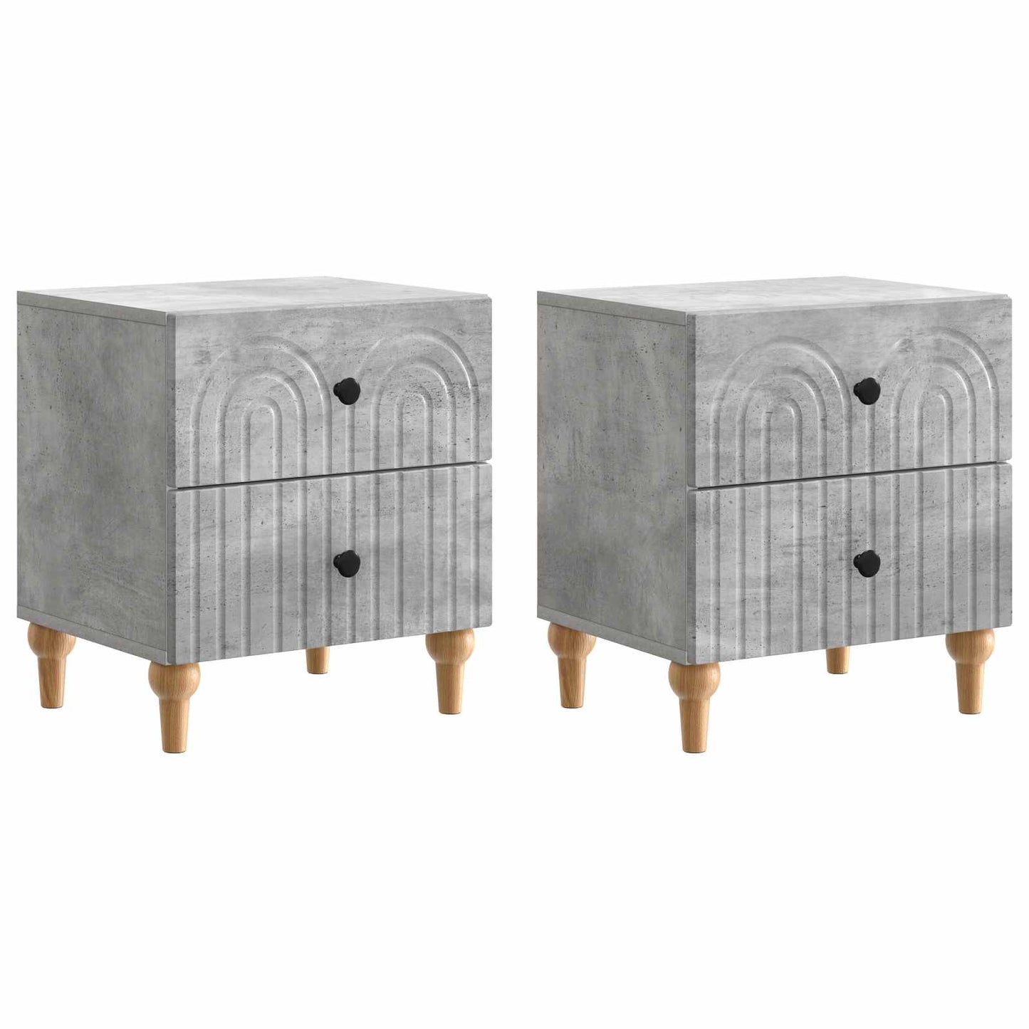 Nattbordskap 2 pcs Betonggrå 43 x 34,5 x 48 cm Konstruert tre