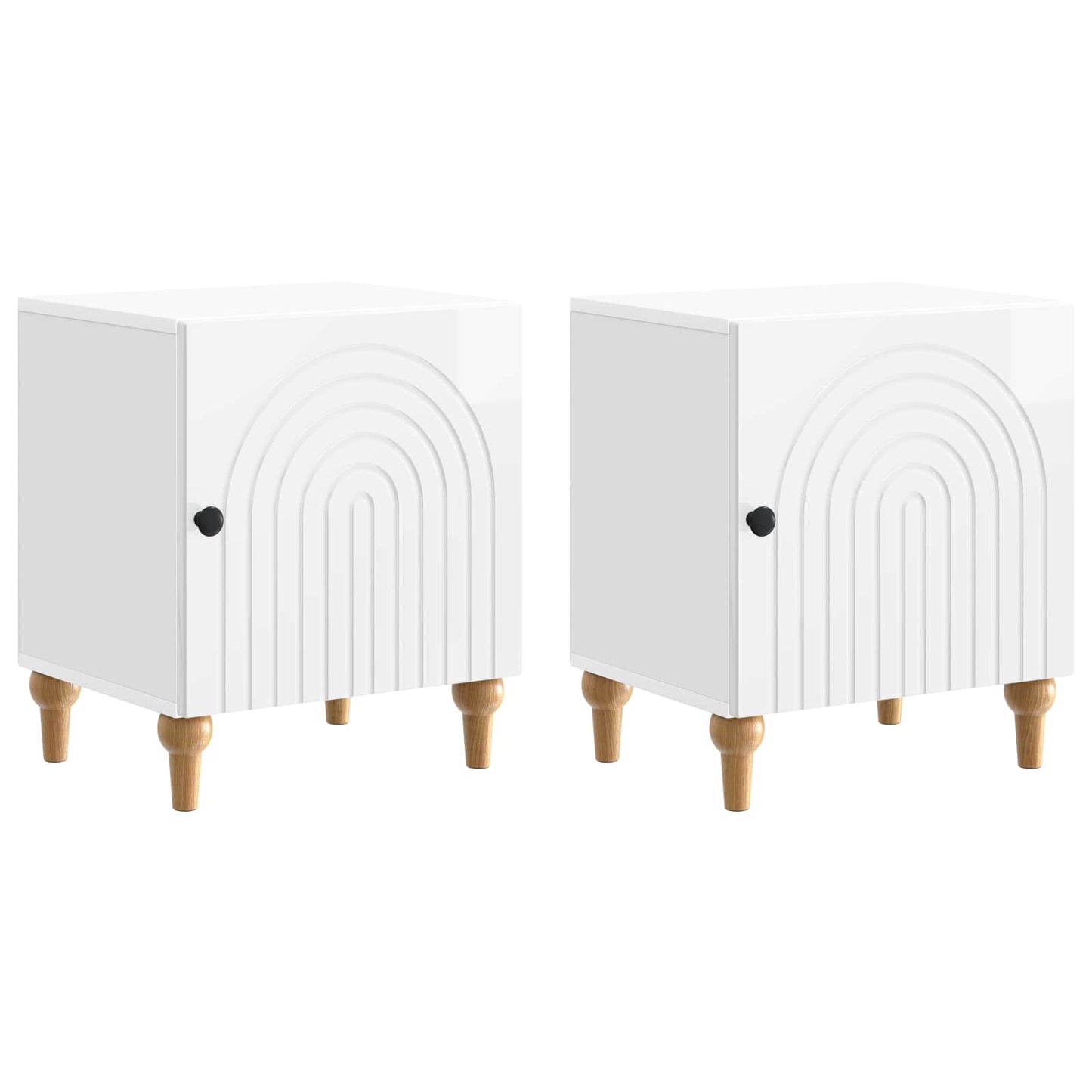 Nattbordskap 2 pcs Høgglans hvit 43 x 34,5 x 50 cm