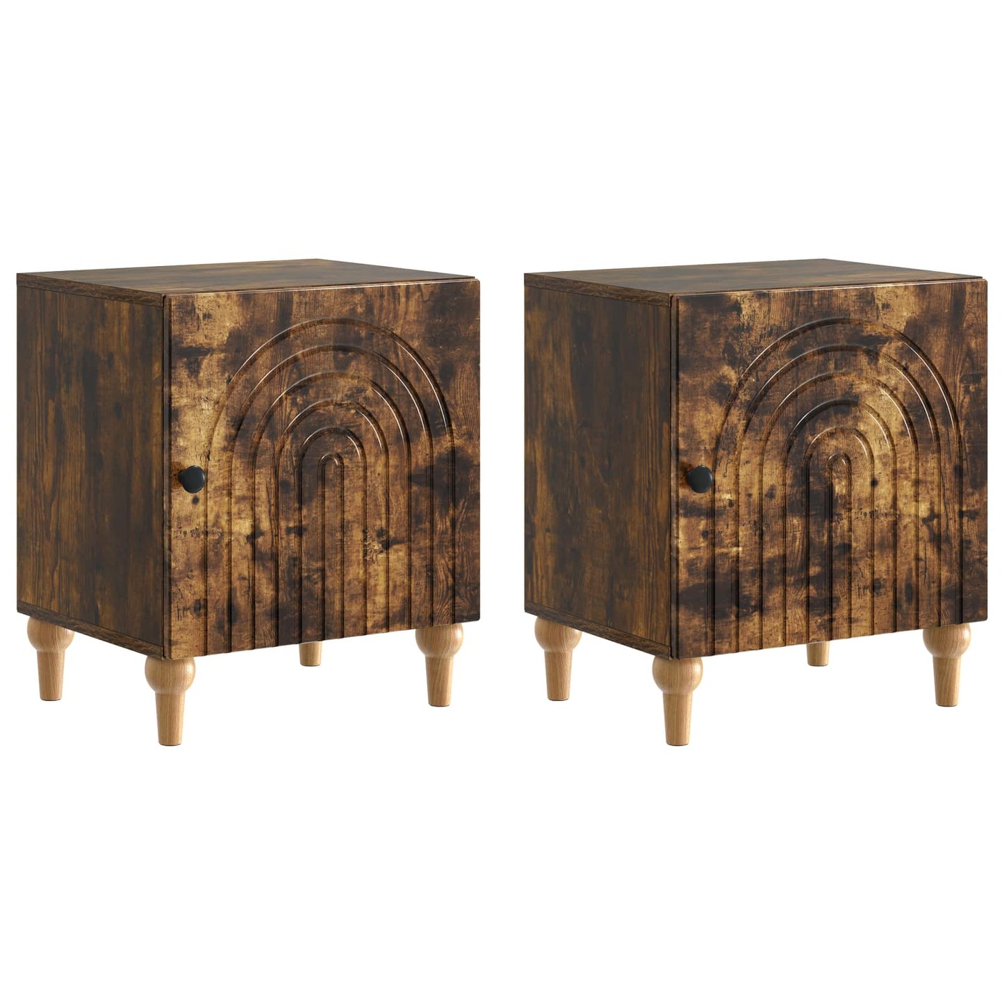 Nattbordskap 2 pcs Røkt Eik 43 x 34,5 x 50 cm Konstruert tre