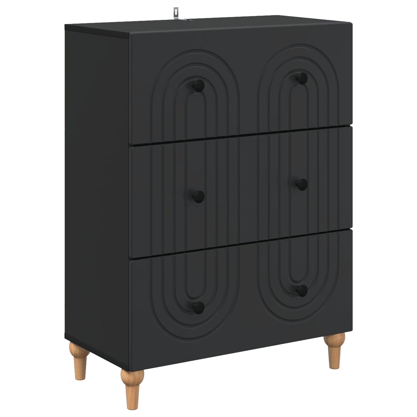 Skuffeskap Svart 66 x 34,5 x 90 cm Konstruert tre