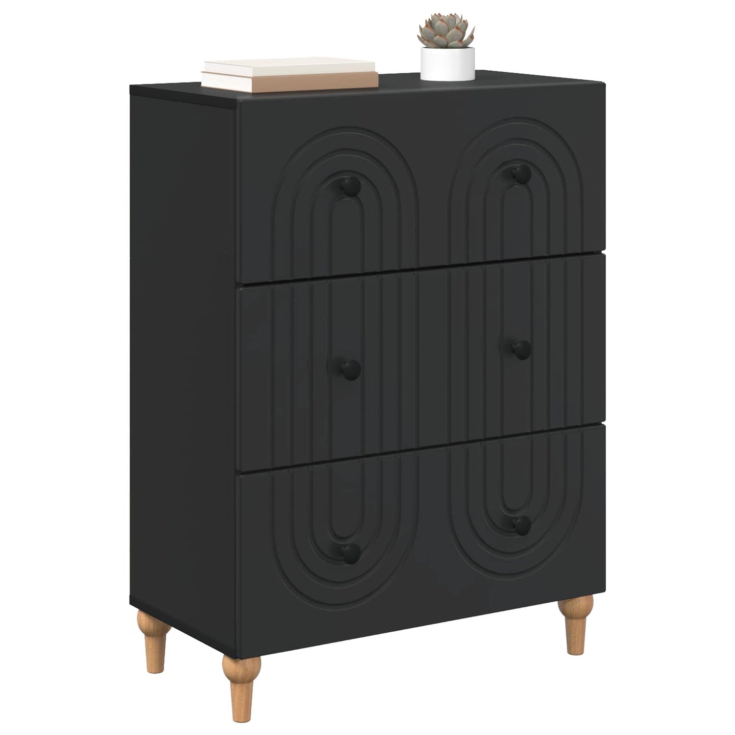 Skuffeskap Svart 66 x 34,5 x 90 cm Konstruert tre