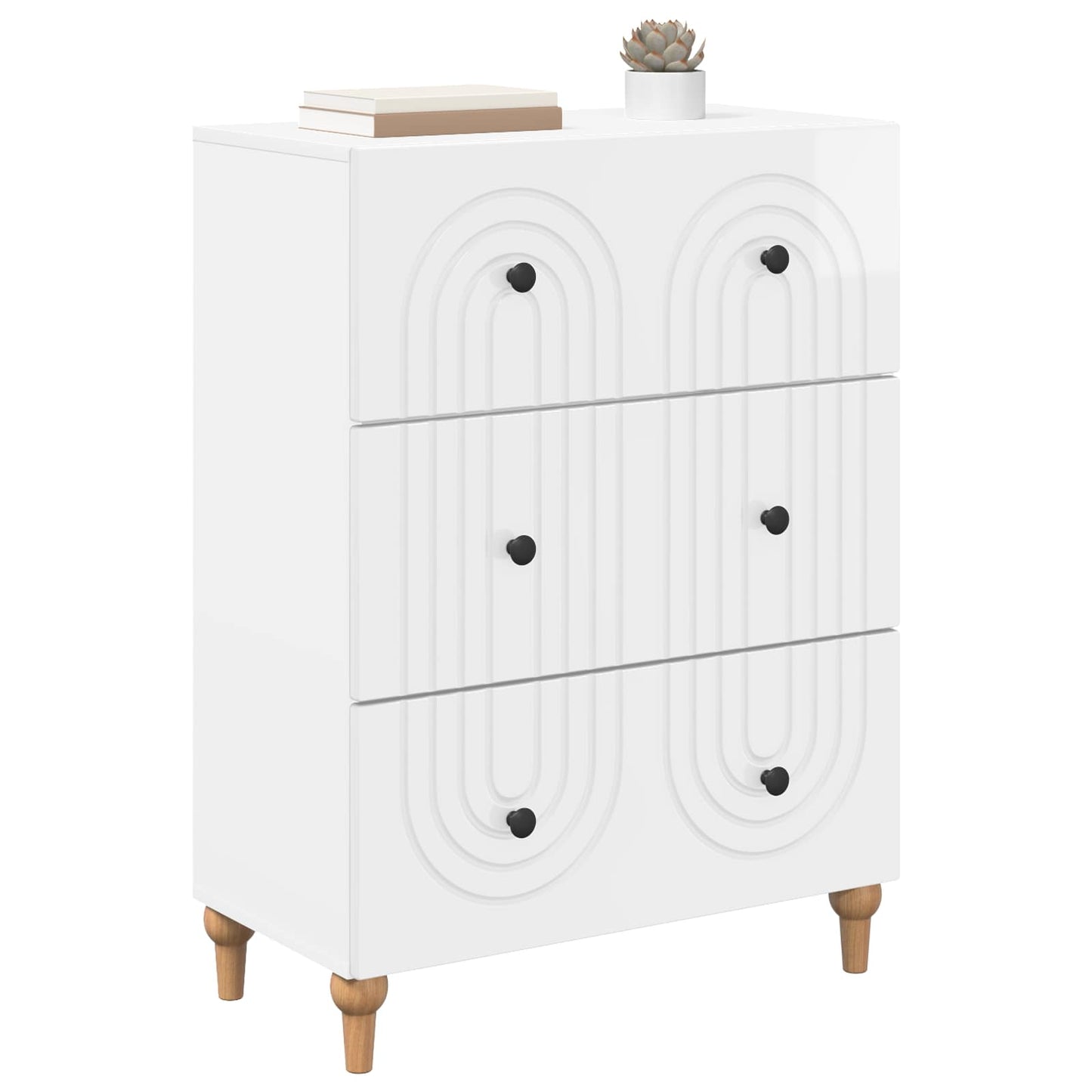 Skuffeskap Høgglans hvit 66 x 34,5 x 90 cm Konstruert tre