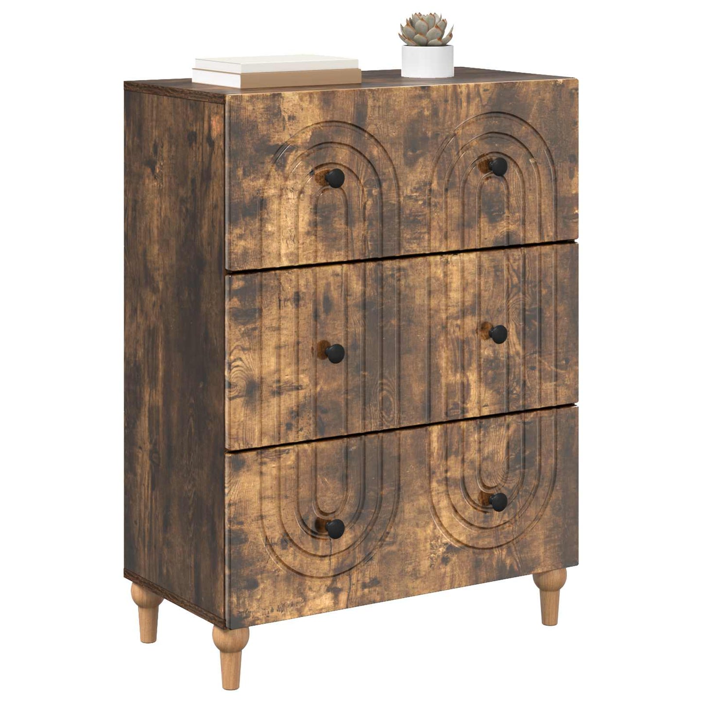 Skuffeskap Røkt Eik 66 x 34,5 x 90 cm Konstruert tre