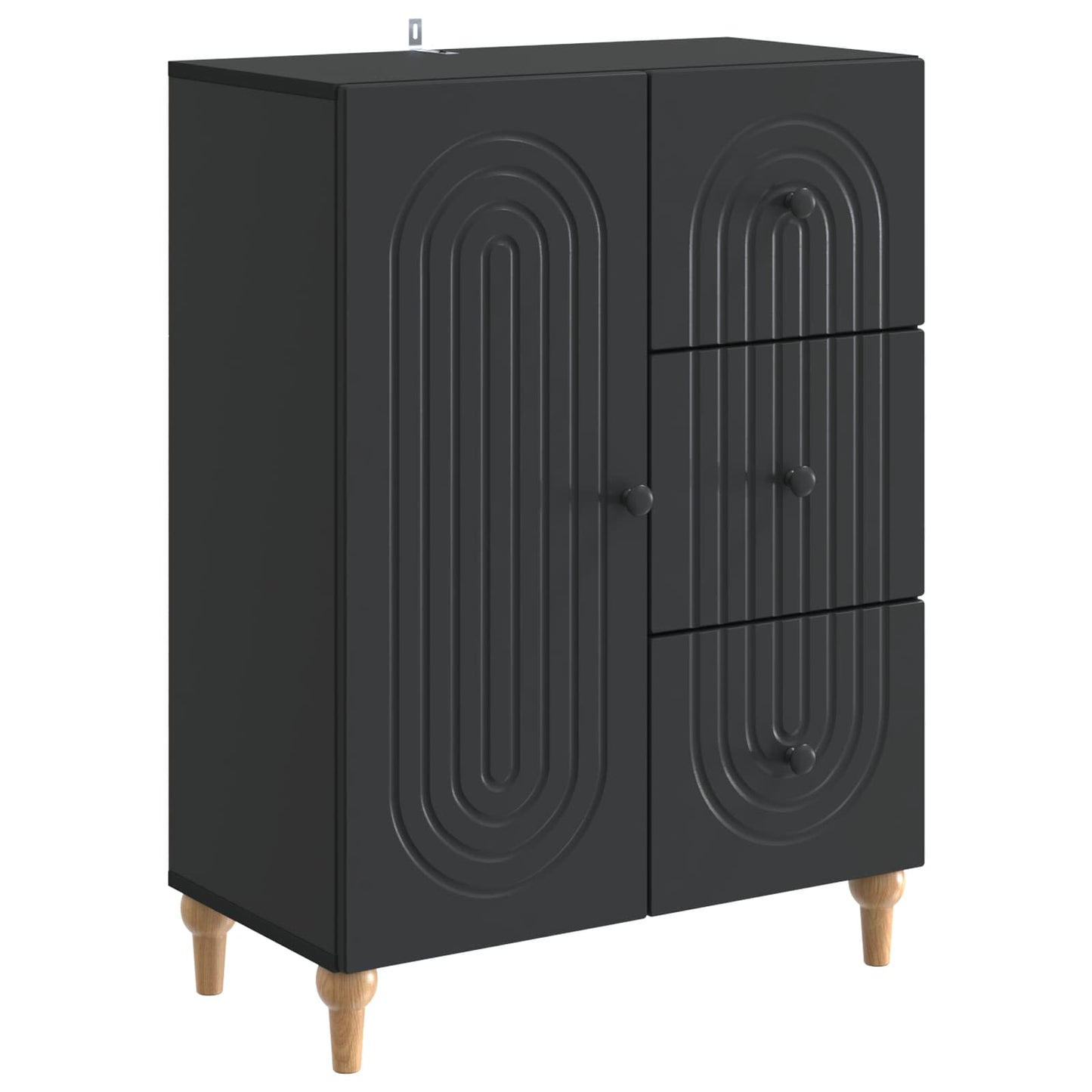 Serviesskap med skuff Svart 66 x 34,5 x 90 cm Konstruert tre