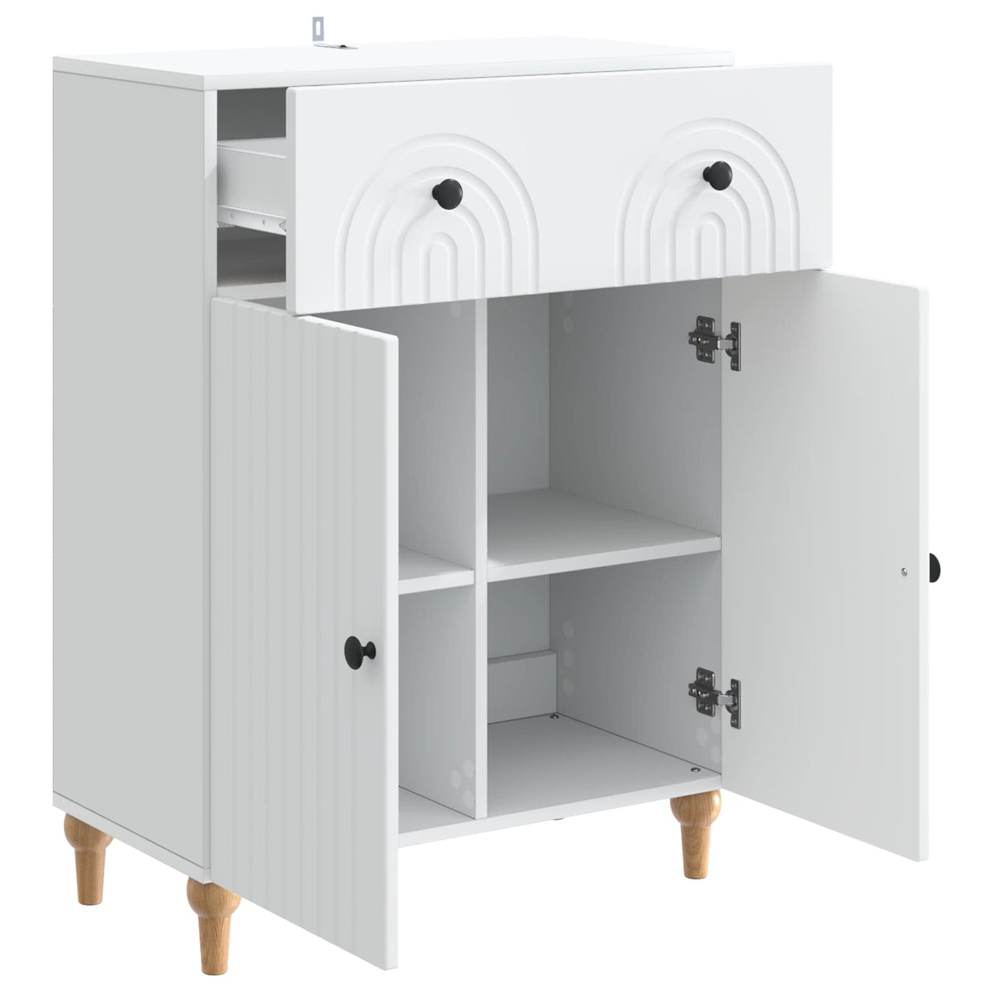 Serviesskap med skuff Hvit 66 x 34,5 x 90 cm Konstruert tre
