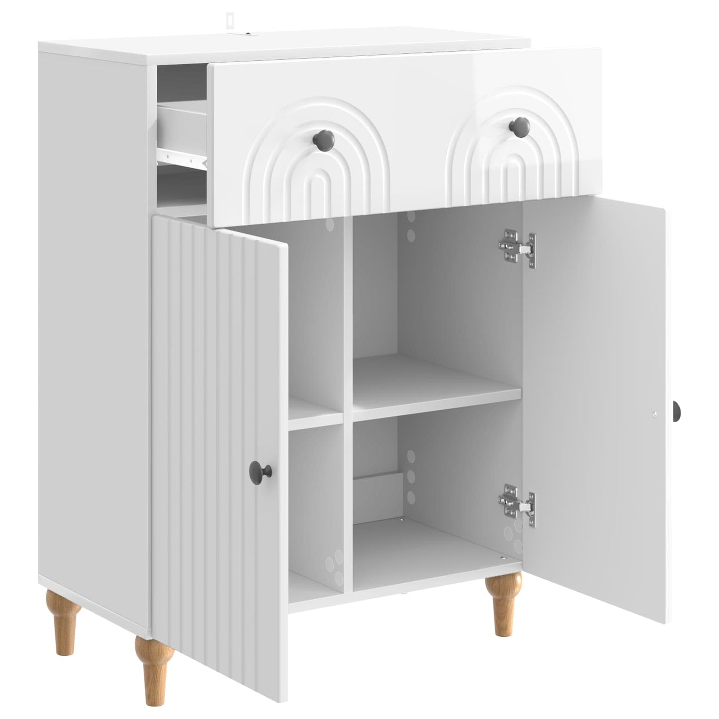 Serviesskap Høgglans hvit 66 x 34,5 x 90 cm Konstruert tre