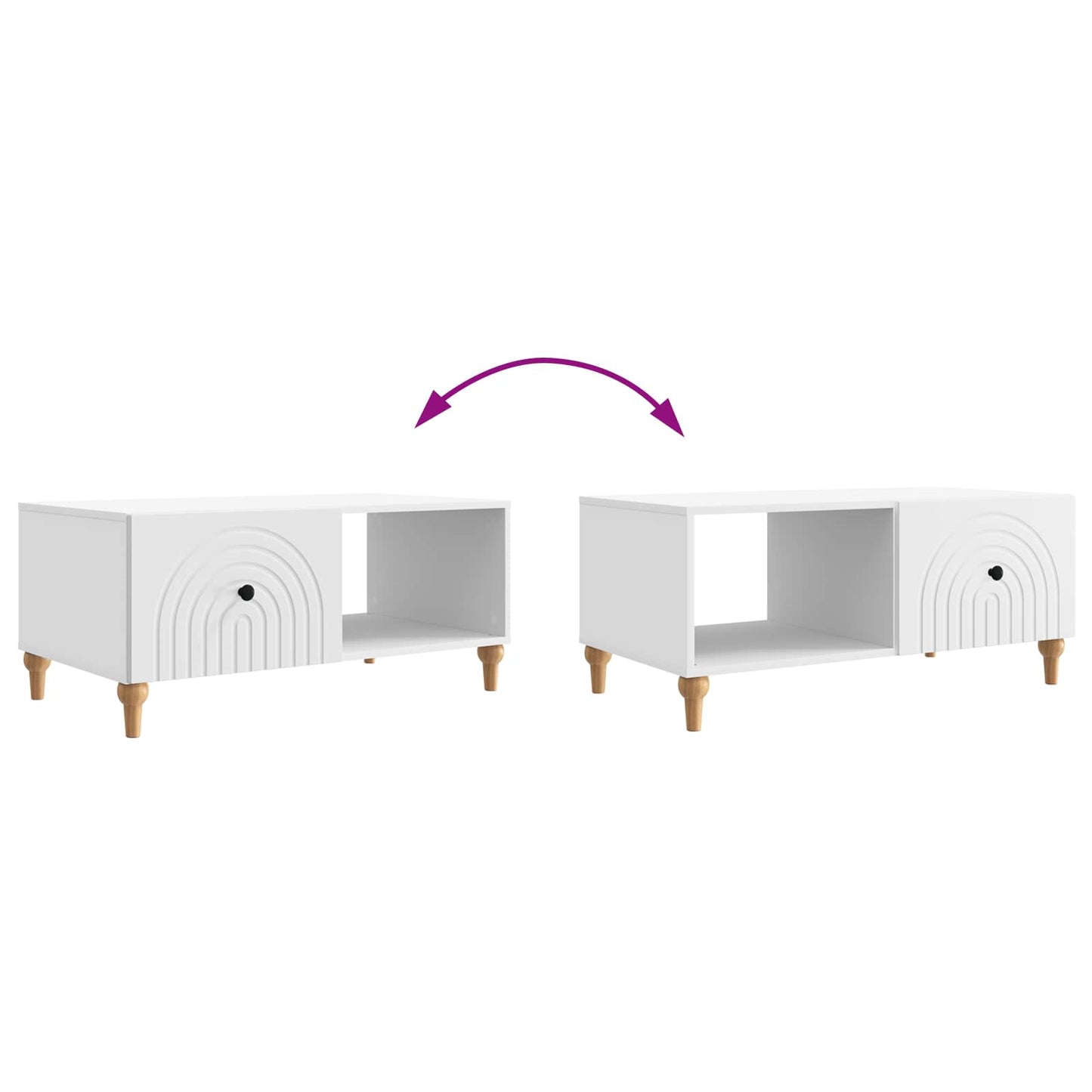 Kaffebord Hvit 90 x 50 x 40 cm Konstruert tre