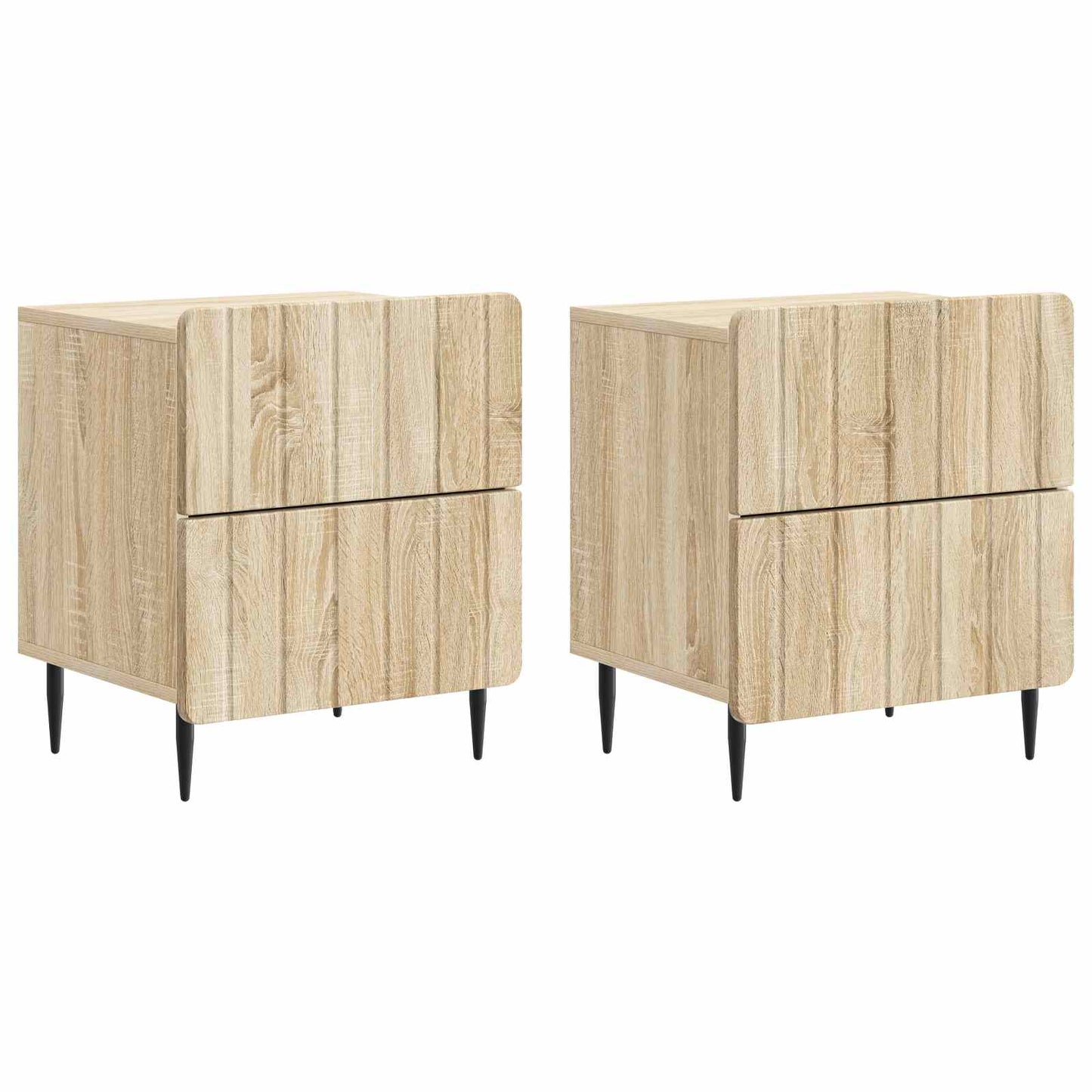 Nattbordskap med skuff 2 pcs Sonoma eik 43 x 34,5 x 49,5 cm