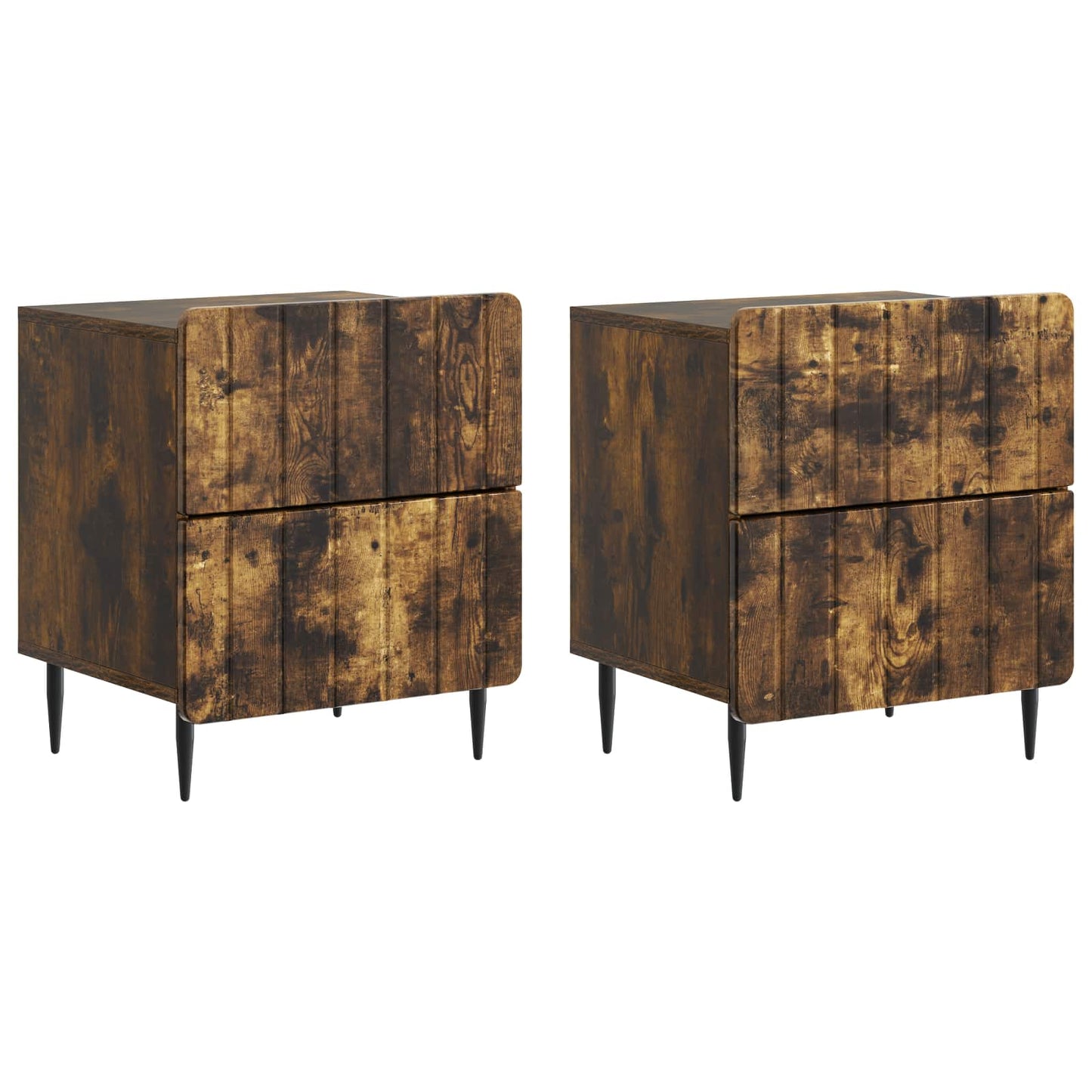 Nattbordskap 2 pcs Røkt Eik 43 x 34,5 x 49,5 cm Konstruert tre