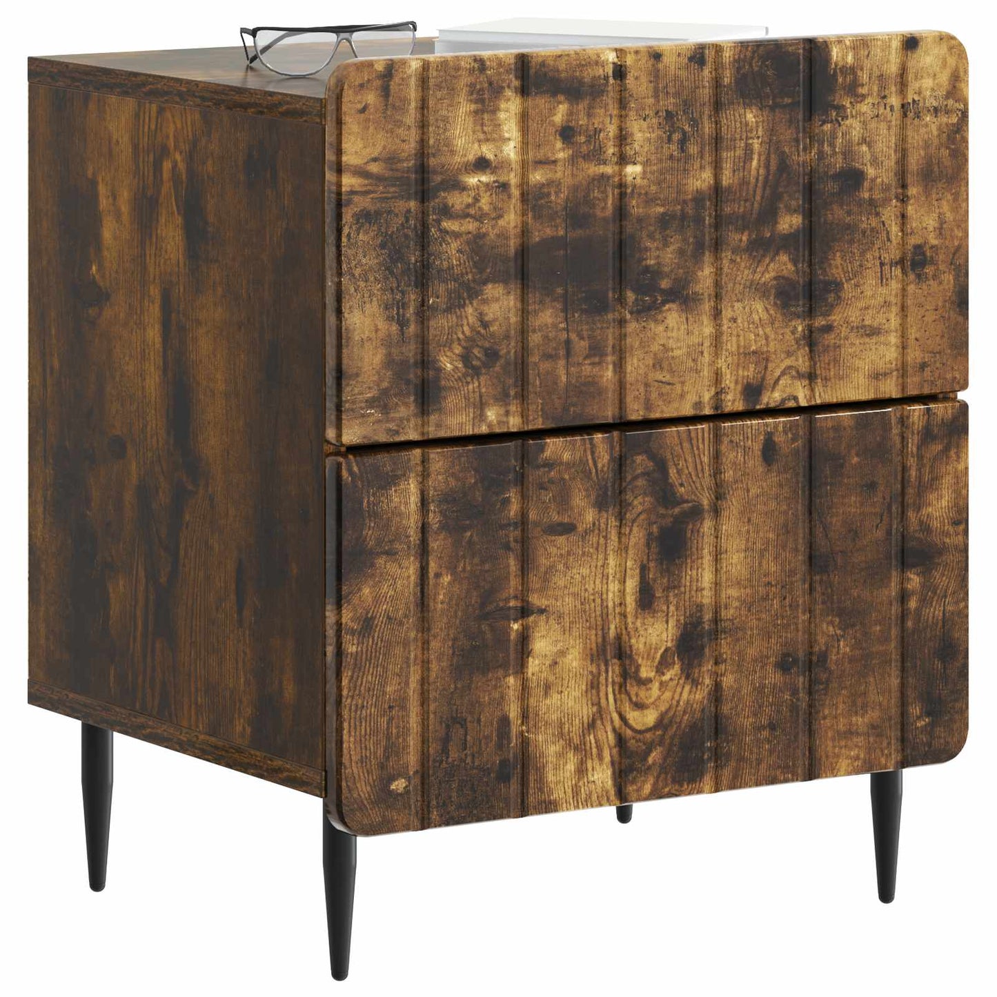 Nattbordskap 2 pcs Røkt Eik 43 x 34,5 x 49,5 cm Konstruert tre