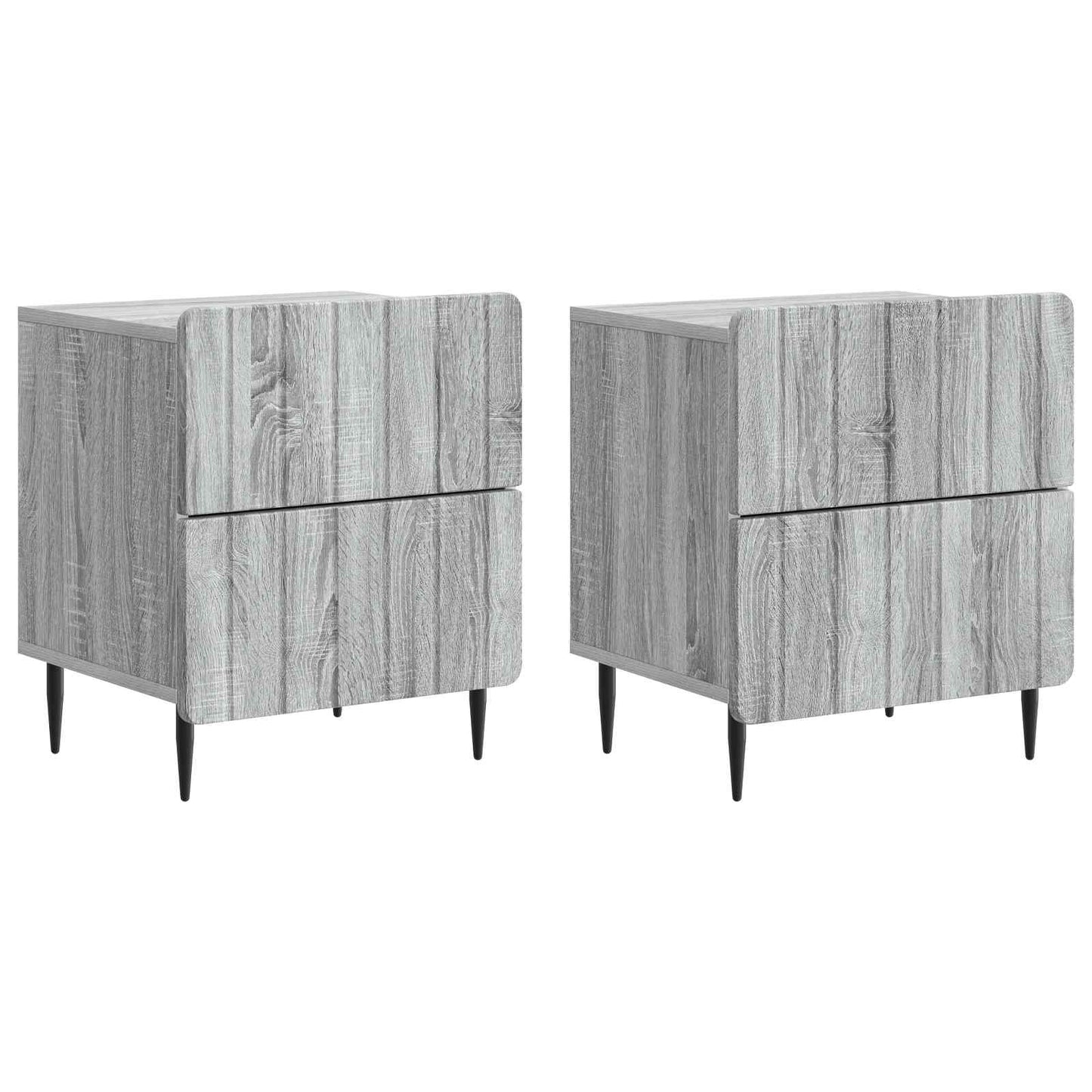 Nattbordskap med skuff 2 pcs Grå sonoma 43 x 34,5 x 49,5 cm