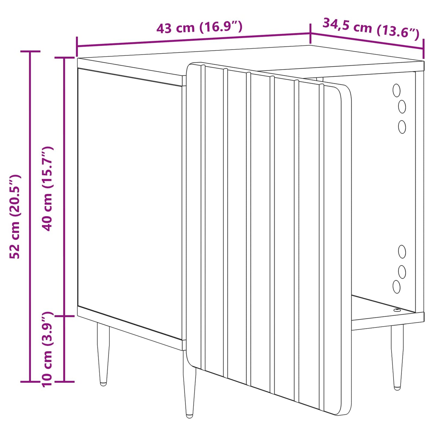 Nattbordskap 2 pcs Betonggrå 43 x 34,5 x 52 cm Konstruert tre