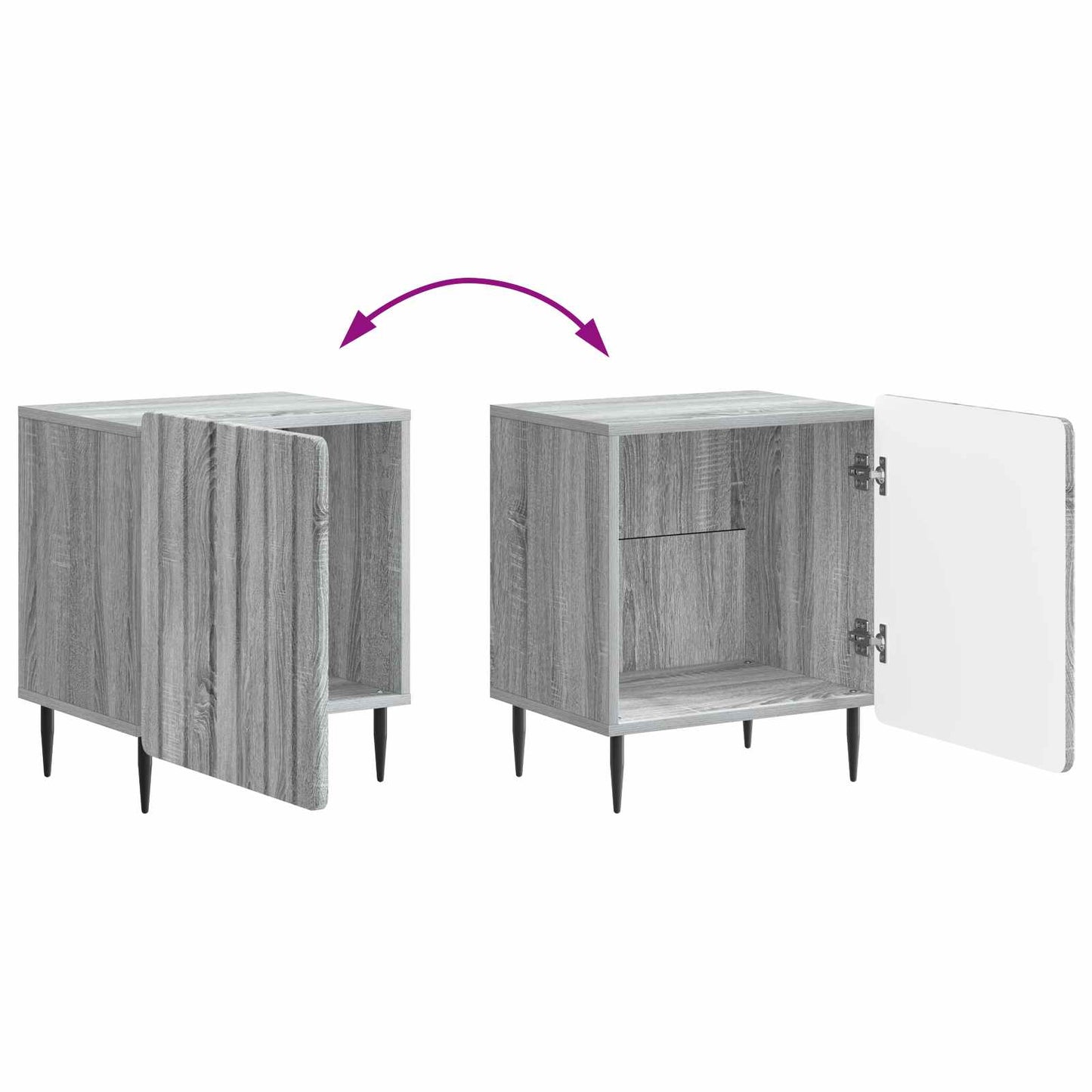 Nattbordskap 2 pcs Grå sonoma 43 x 34,5 x 52 cm Konstruert tre