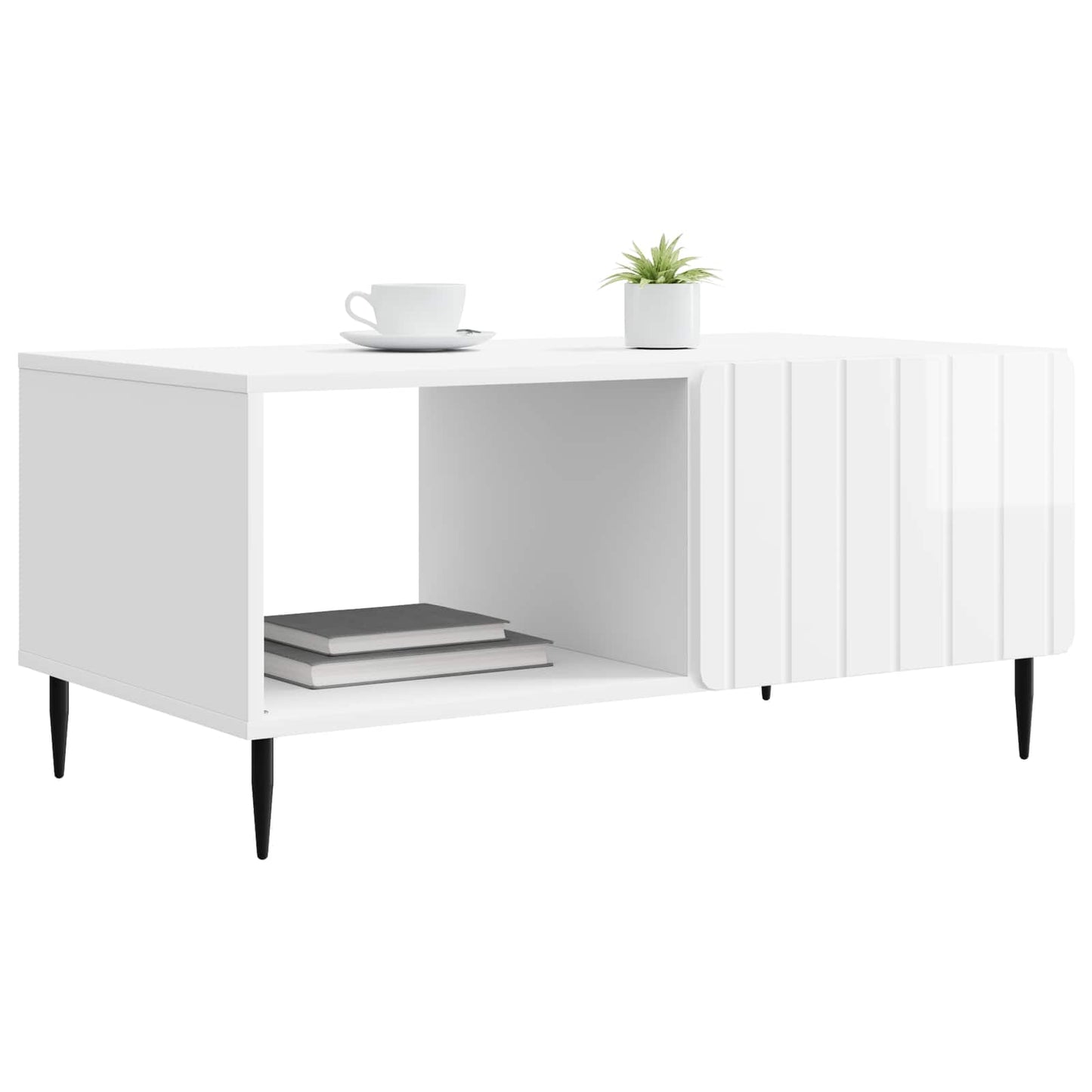 Kaffebord Høgglans hvit 90 x 50 x 40 cm Konstruert tre