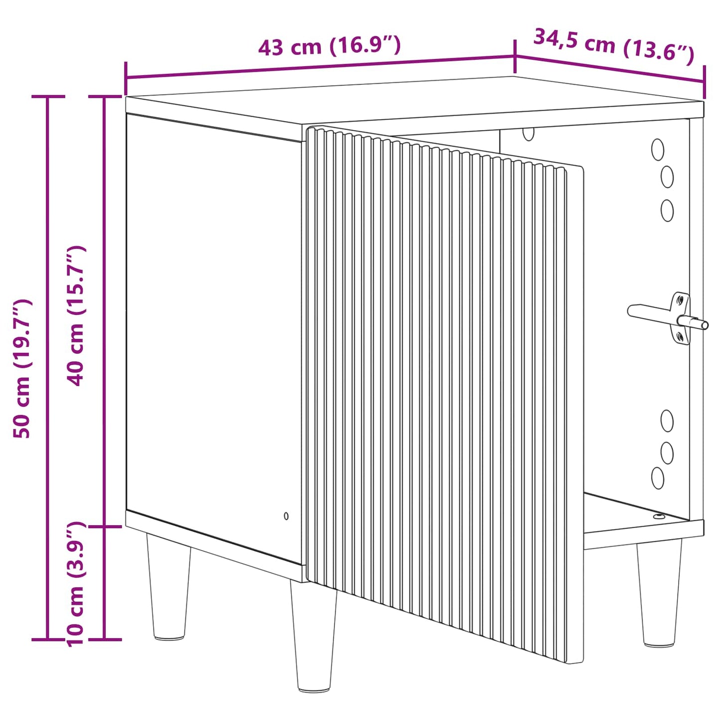 Nattbordskap 2 pcs Hvit 43 x 34,5 x 50 cm Konstruert tre