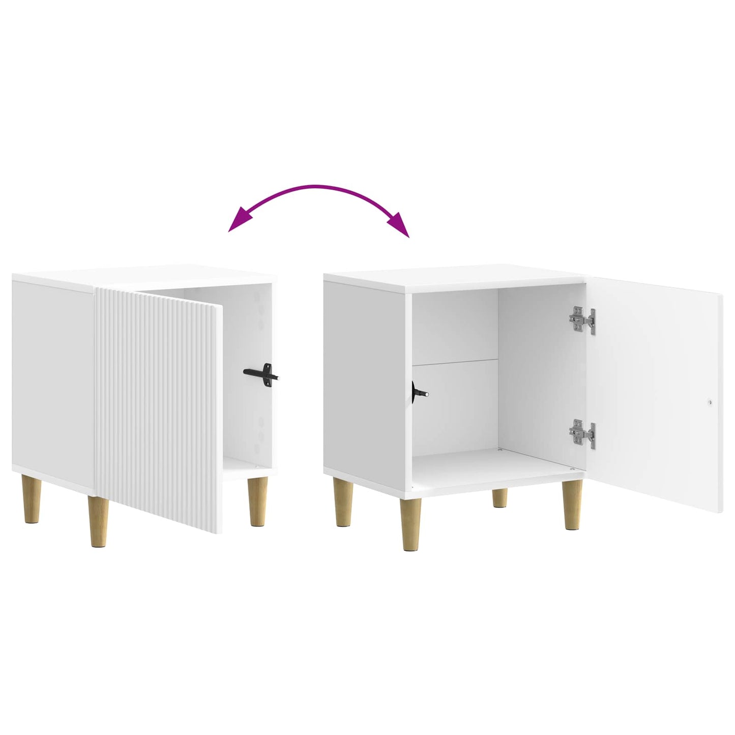 Nattbordskap 2 pcs Høgglans hvit 43 x 34,5 x 50 cm