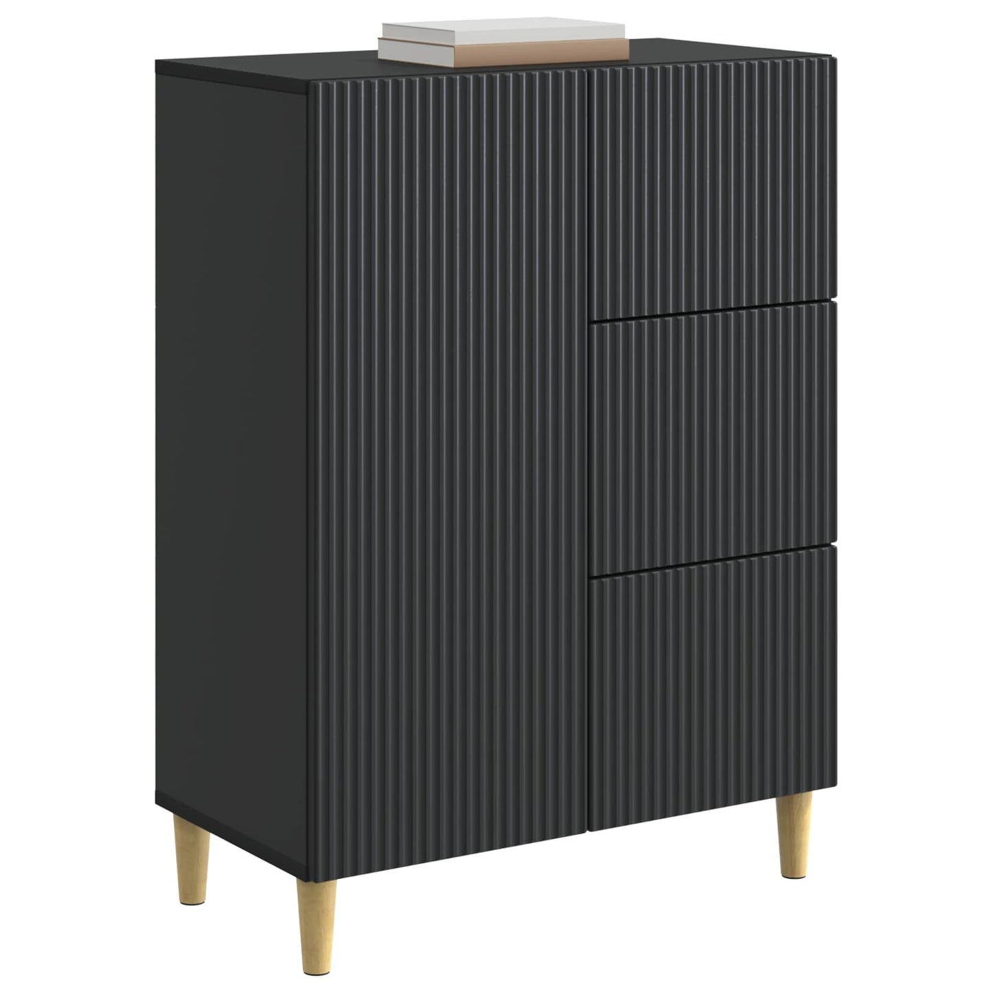 Serviesskap med skuff Svart 66 x 34,5 x 90 cm Konstruert tre