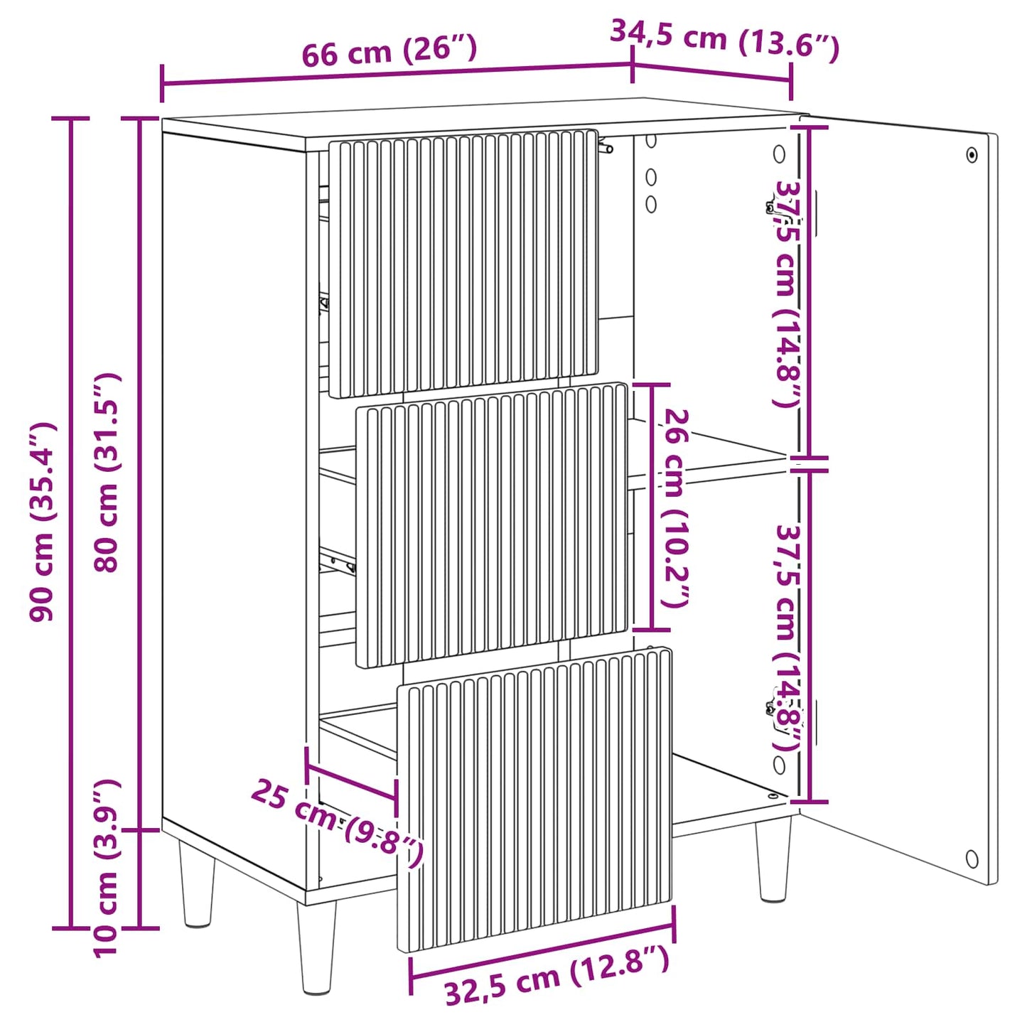 Serviesskap Gammelt tre 66 x 34,5 x 90 cm Konstruert tre