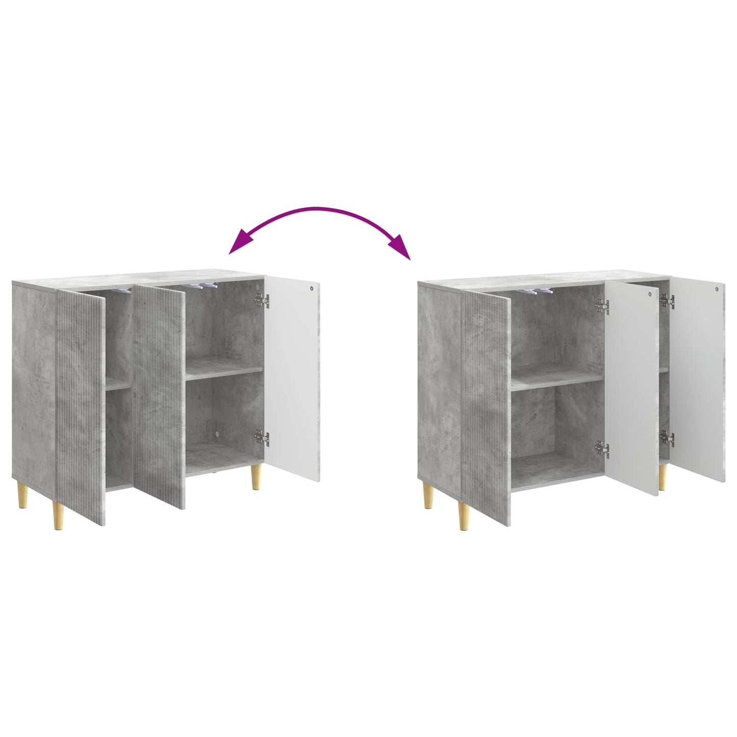 Serviesskap Betonggrå 89 x 34,5 x 80 cm Konstruert tre