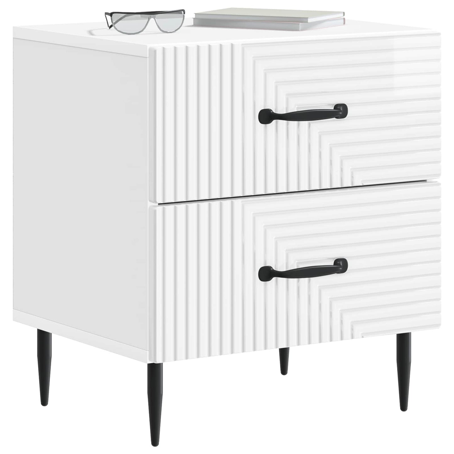 Nattbordskap Høgglans hvit 43 x 34,5 x 47,5 cm Konstruert tre