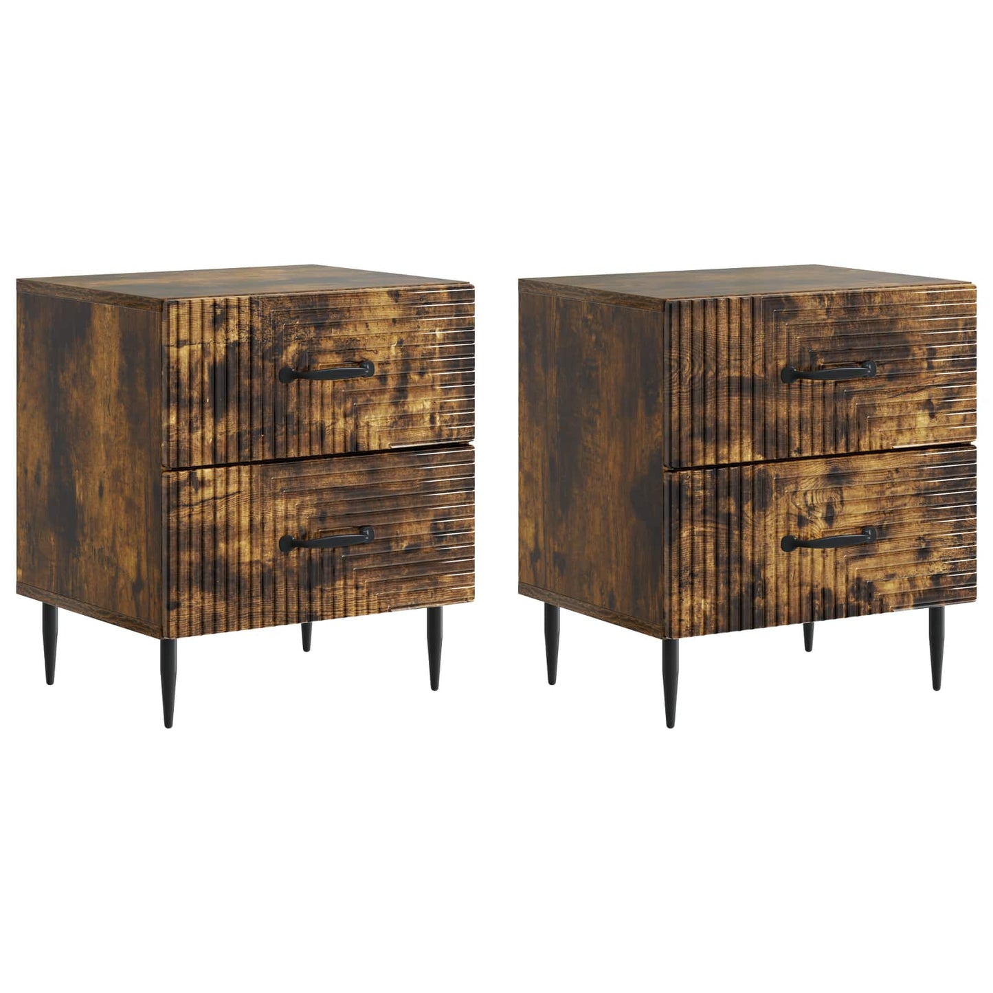 Nattbordskap 2 pcs Røkt Eik 43 x 34,5 x 47,5 cm Konstruert tre