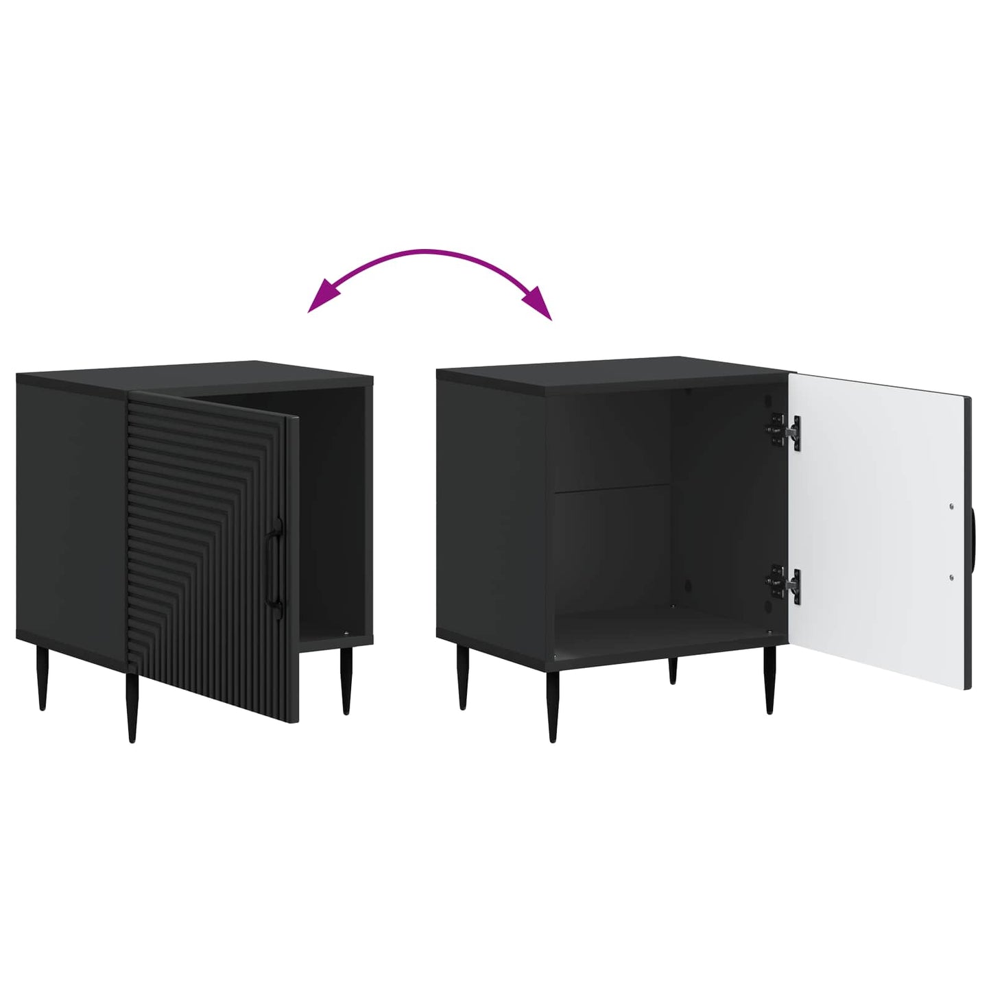 Nattbordskap 2 pcs Svart 43 x 34,5 x 50 cm Konstruert tre
