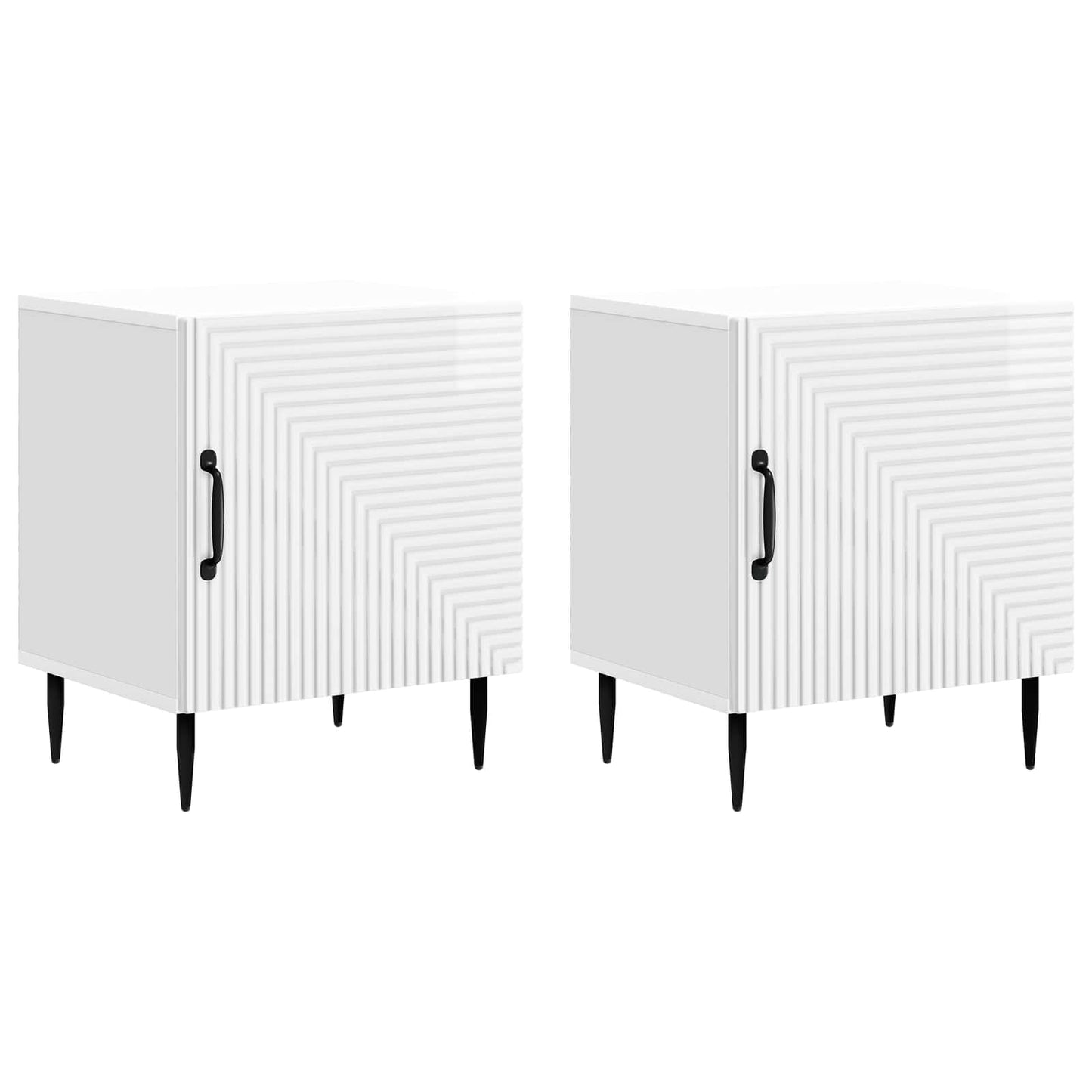 Nattbordskap 2 pcs Høgglans hvit 43 x 34,5 x 50 cm