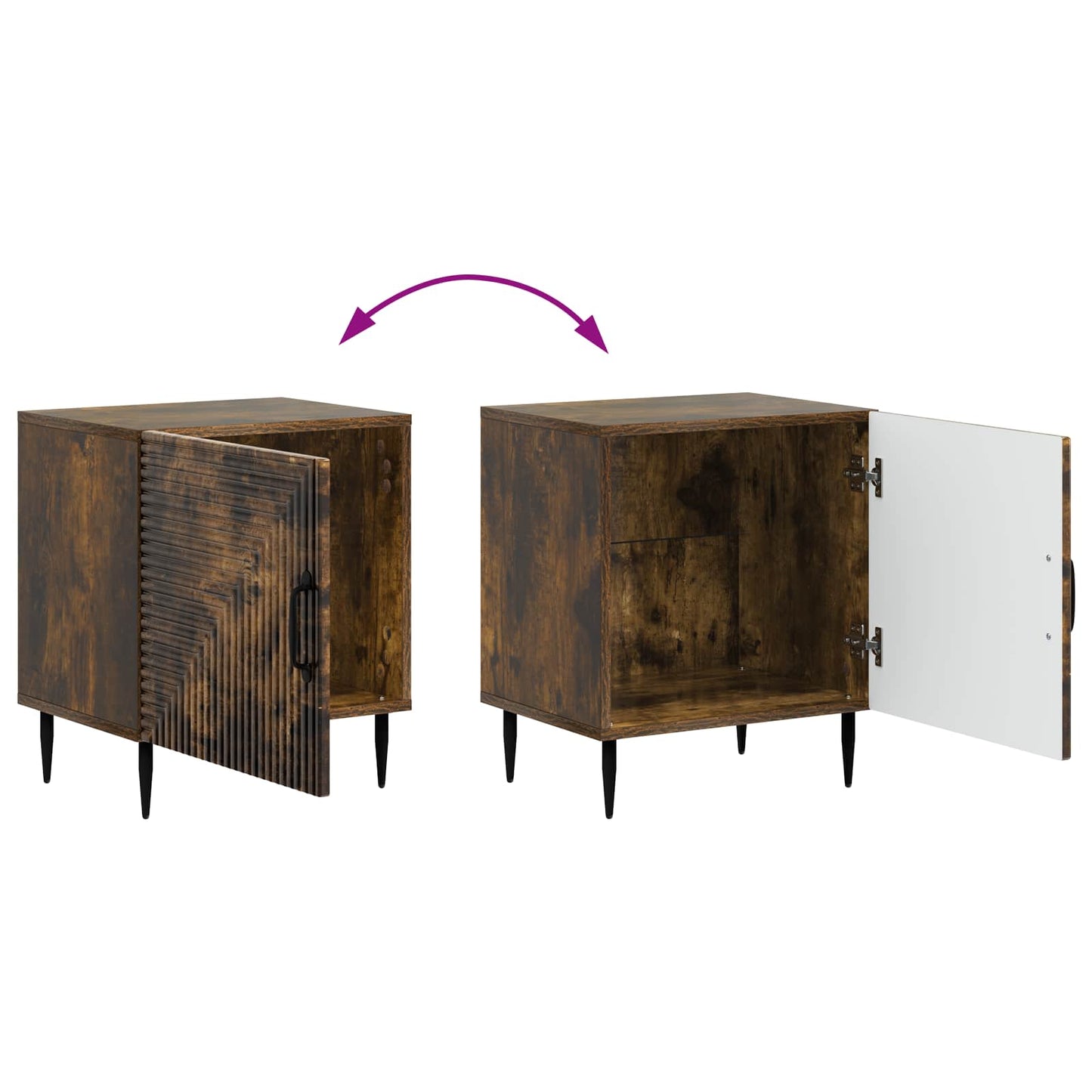Nattbordskap 2 pcs Røkt Eik 43 x 34,5 x 50 cm Konstruert tre