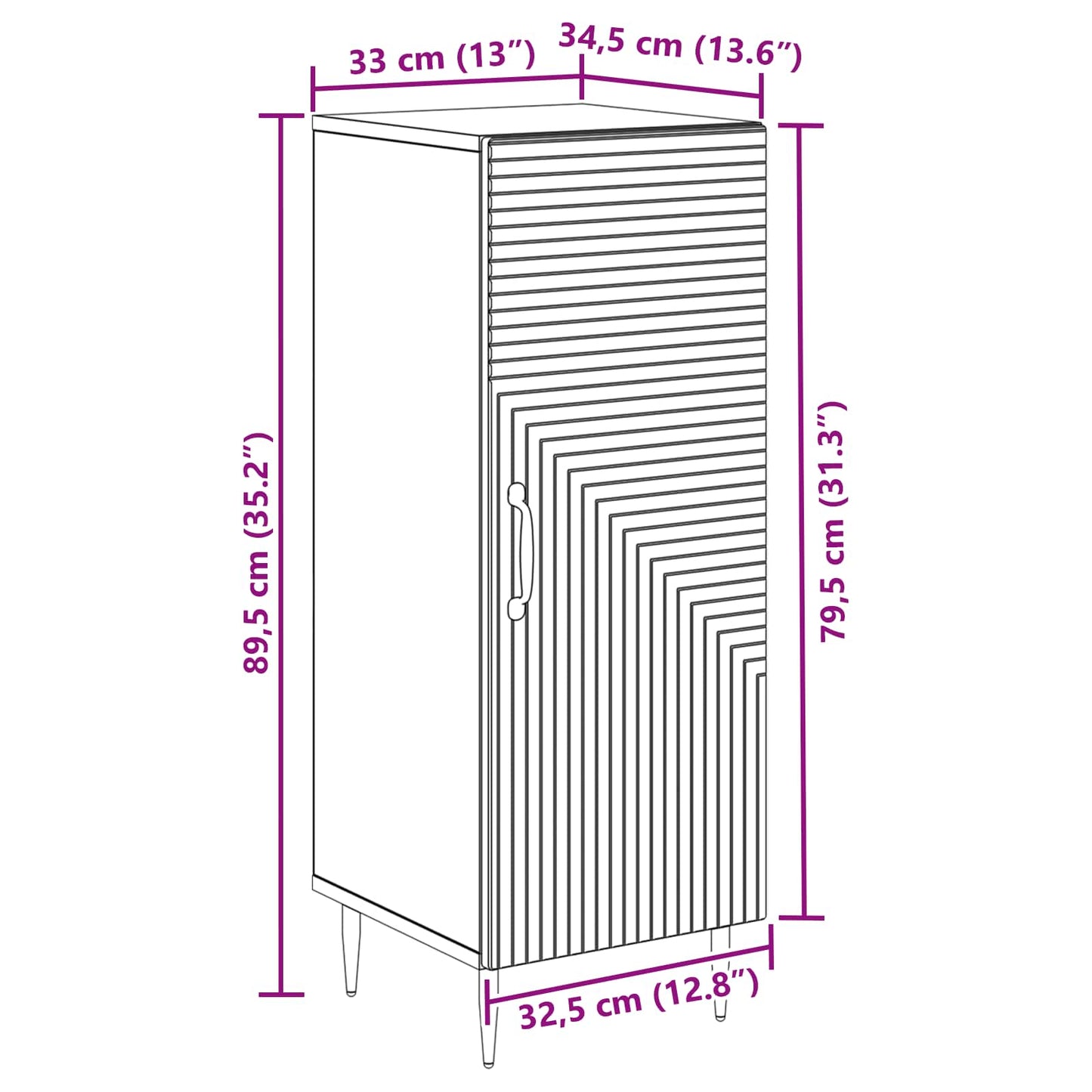 Serviesskap Sonoma eik 33 x 34,5 x 89,5 cm Konstruert tre
