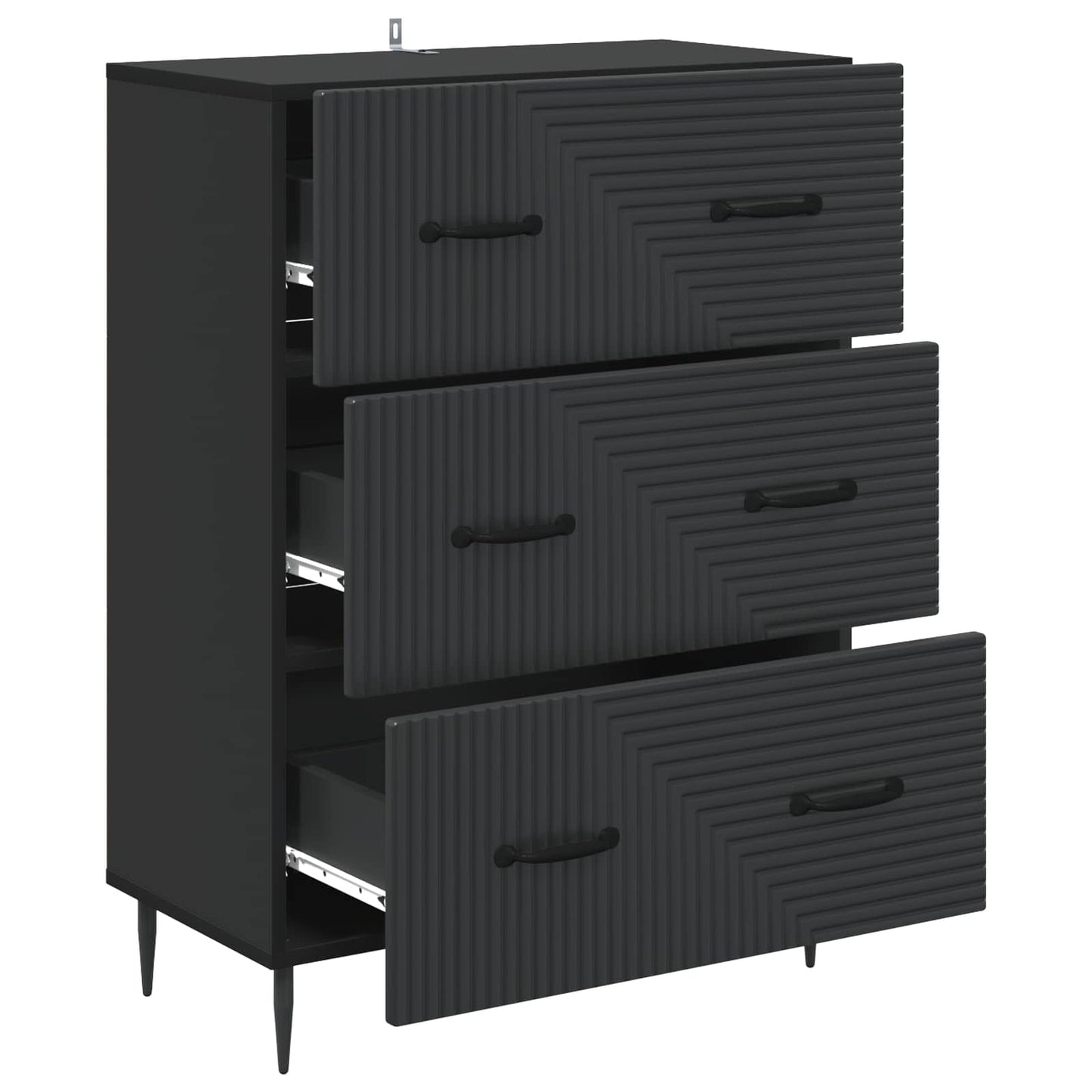 Skuffeskap Svart 66 x 34,5 x 89,5 cm Konstruert tre