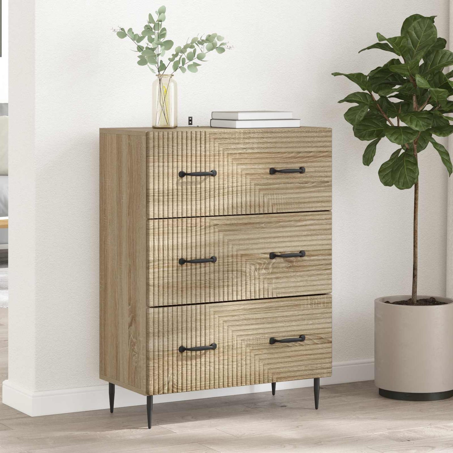 Skuffeskap Sonoma eik 66 x 34,5 x 89,5 cm Konstruert tre