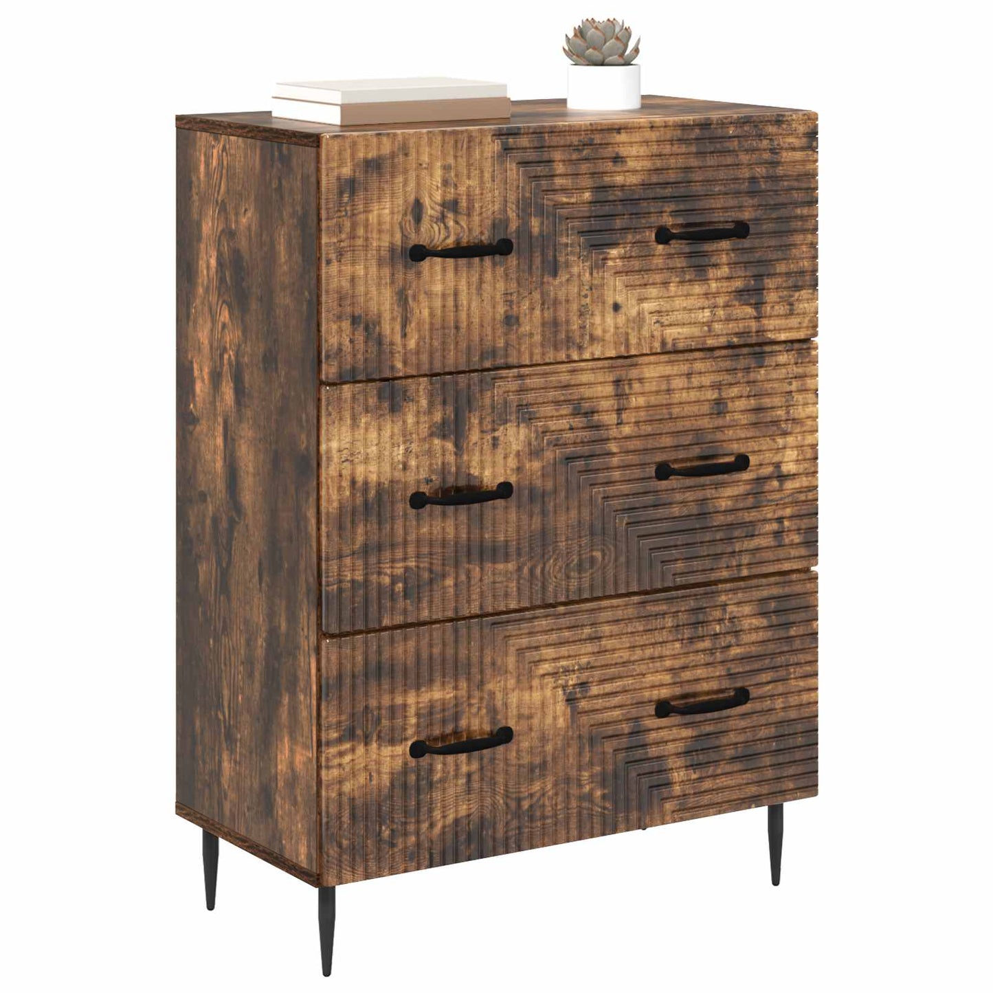 Skuffeskap Røkt Eik 66 x 34,5 x 89,5 cm Konstruert tre