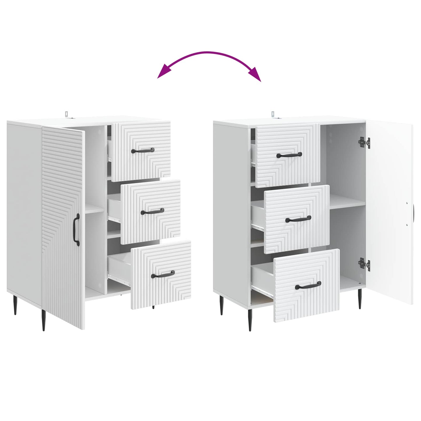 Serviesskap med skuff Hvit 66 x 34,5 x 89,5 cm Konstruert tre