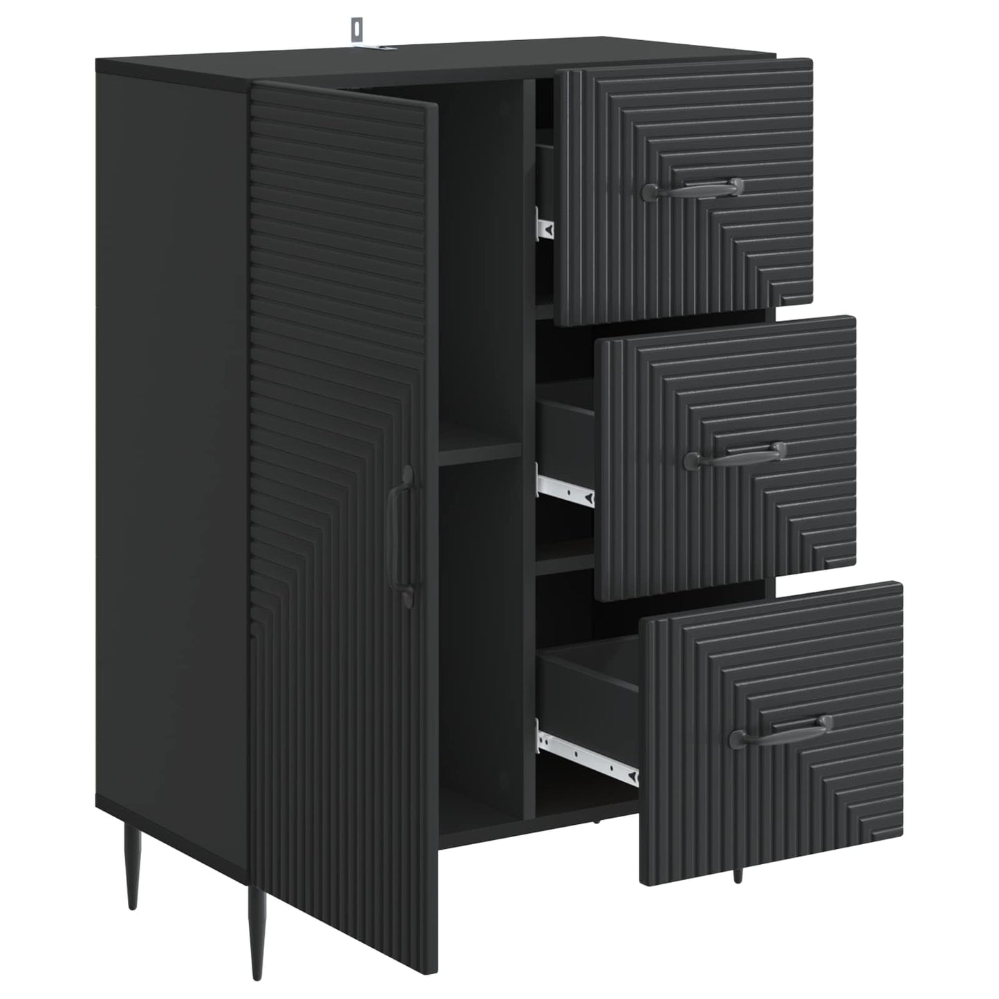 Serviesskap med skuff Svart 66 x 34,5 x 89,5 cm Konstruert tre