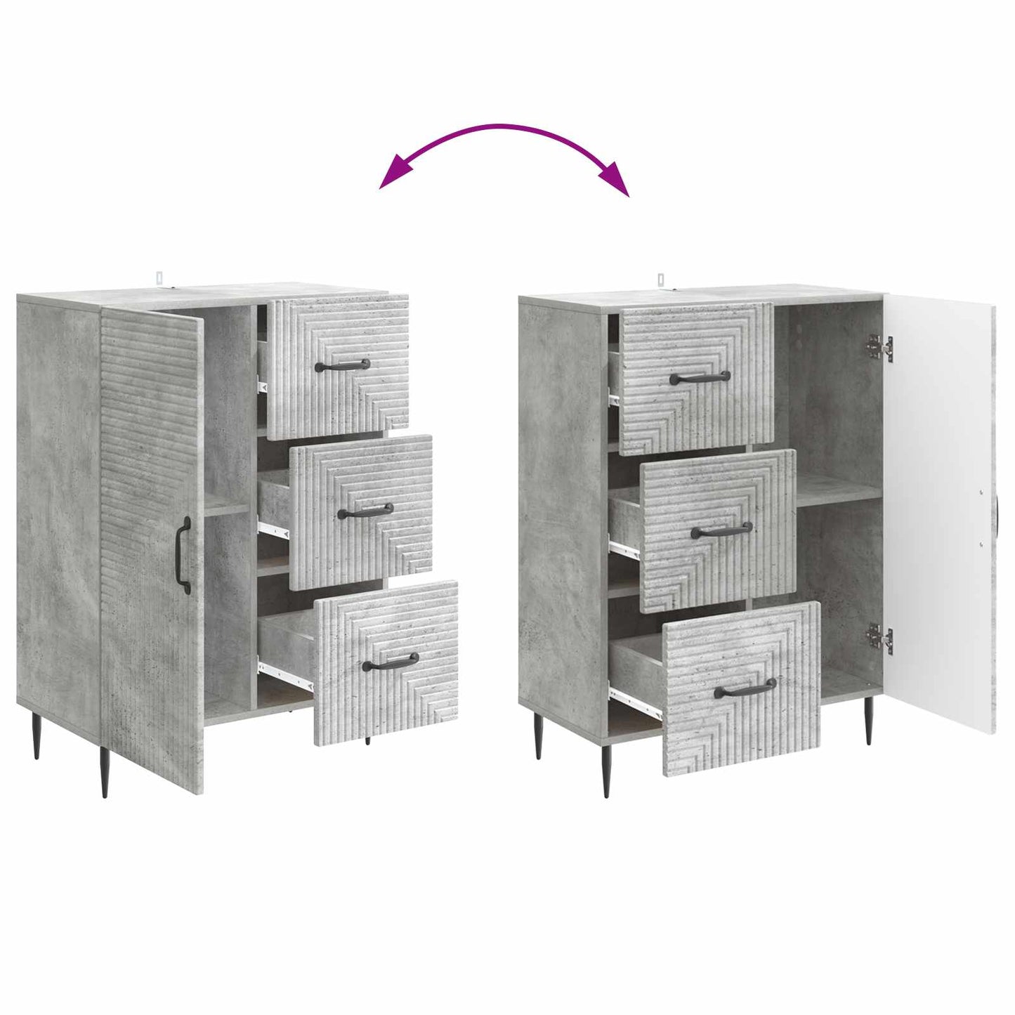 Serviesskap Betonggrå 66 x 34,5 x 89,5 cm Konstruert tre