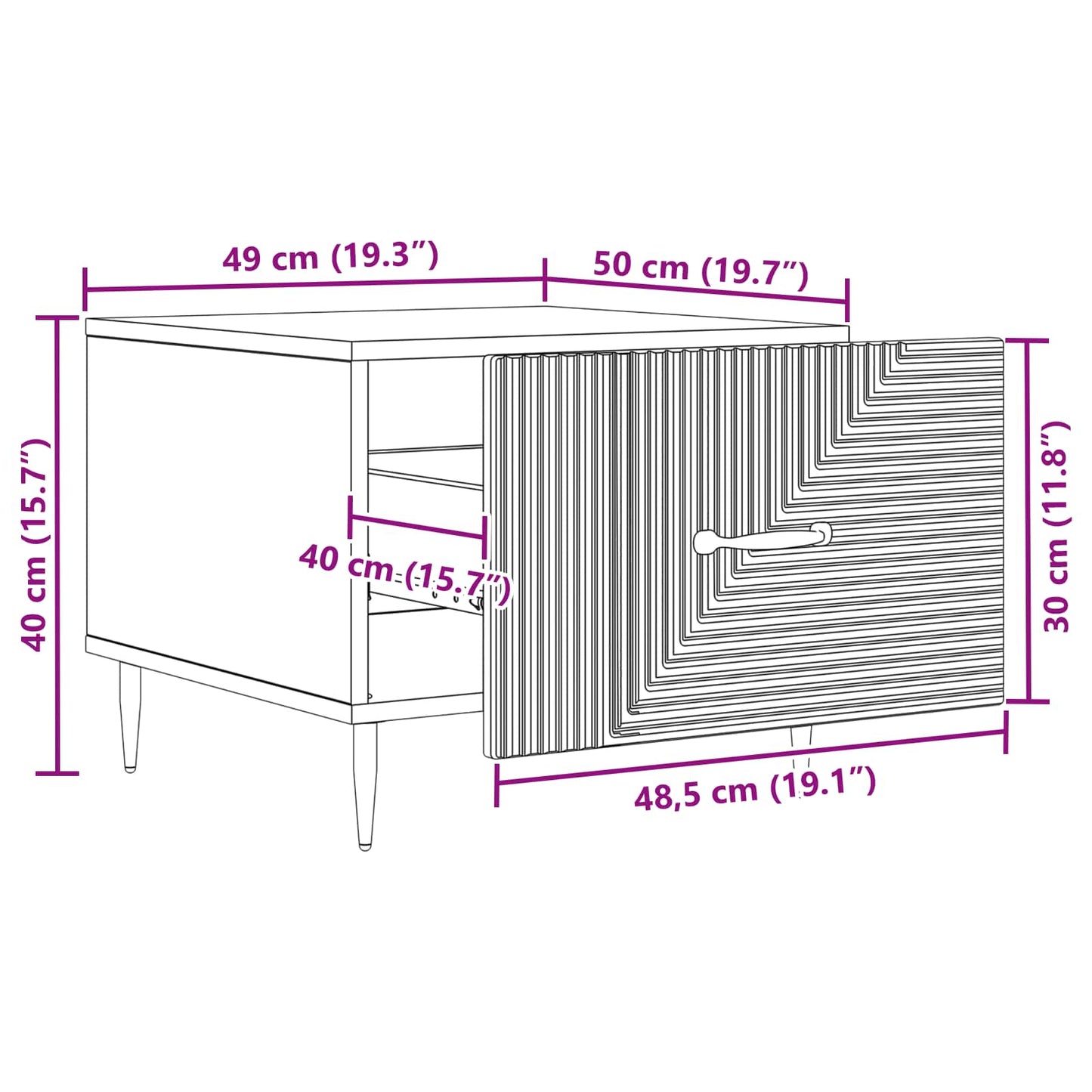 Kaffebord med skuff Artisan eik 49 x 50 x 40 cm Konstruert tre