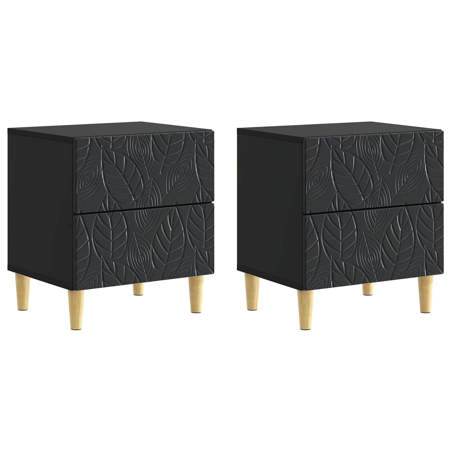 Nattbord 2 pcs Svart 43 x 34,5 x 48 cm Konstruert tre